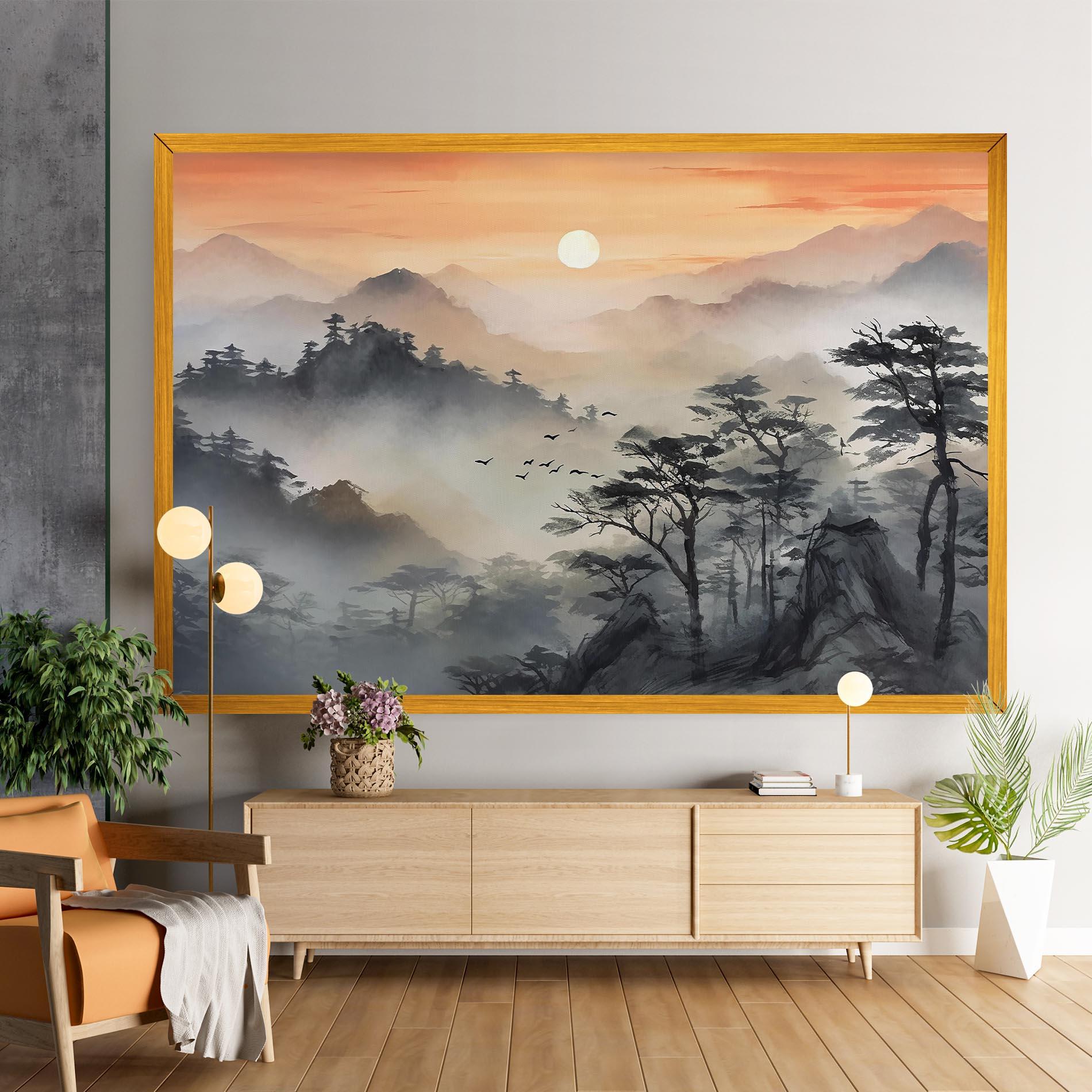 Tablou Canvas Sunset Fog mockup 9