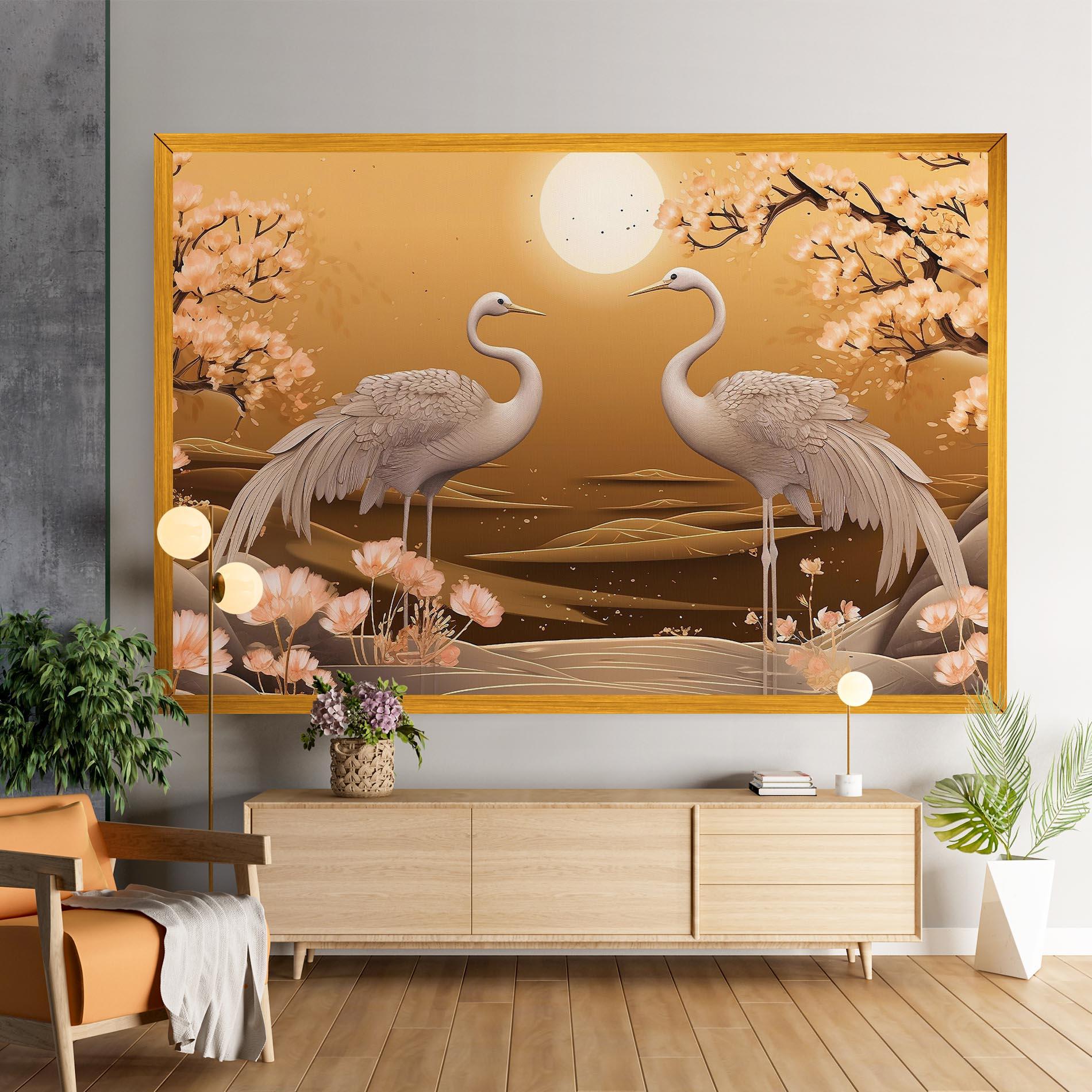 Tablou Canvas White Chinese Birds mockup 9