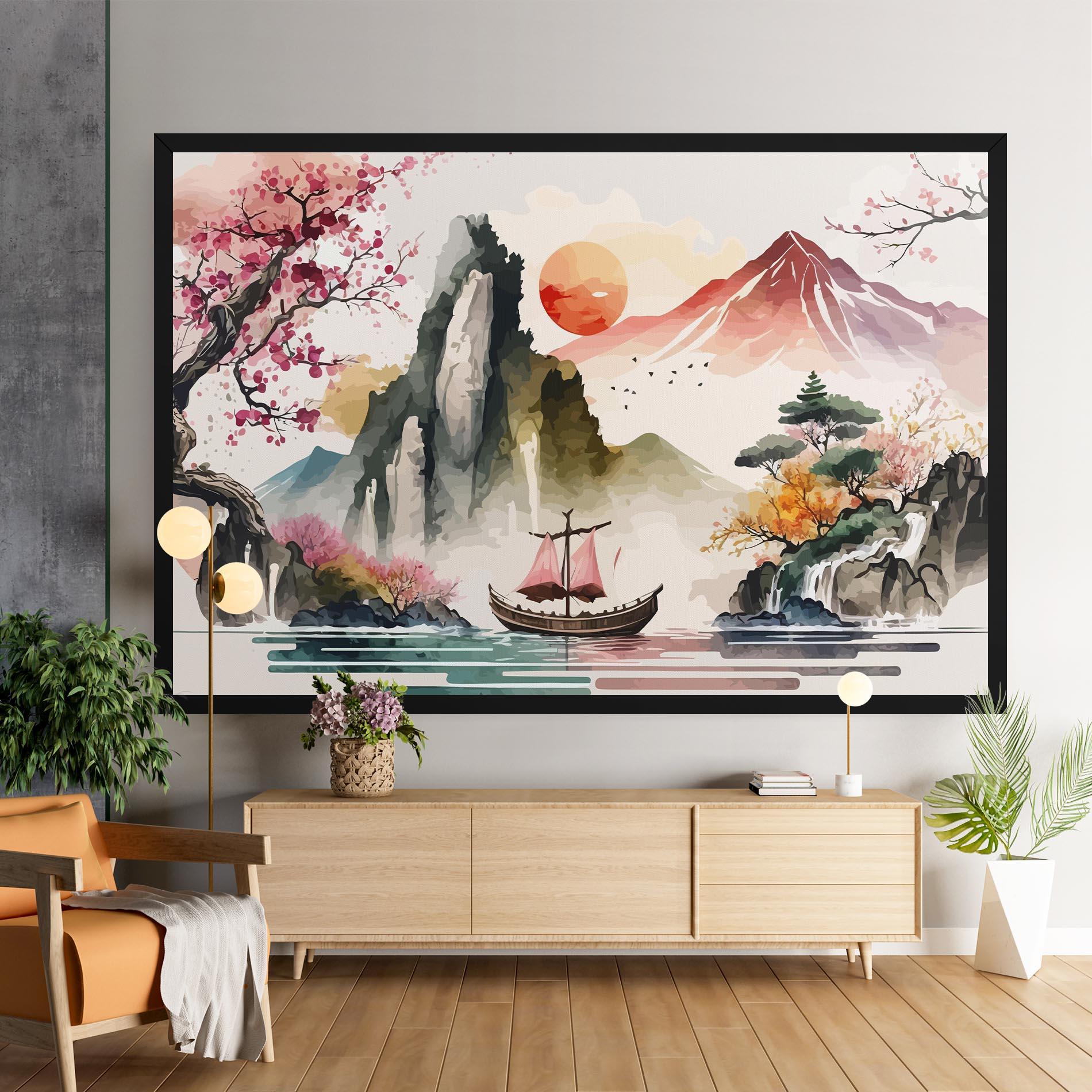 Tablou Canvas Asian Orange Sunset mockup 9