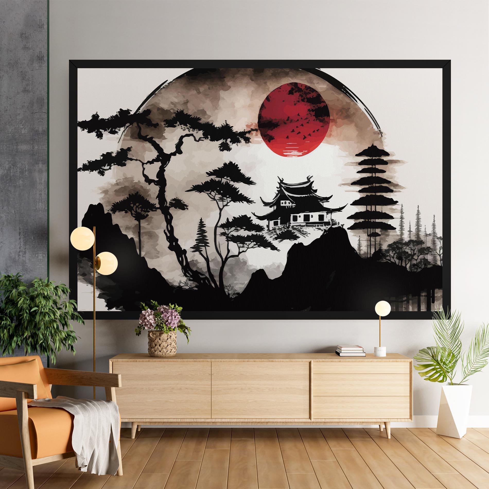 Tablou Canvas Asian Red Moon mockup 9