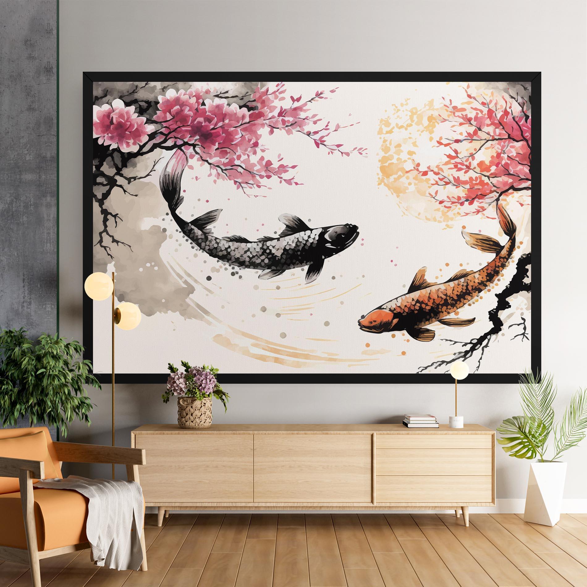 Tablou Canvas Asiatic Flower Fish mockup 9