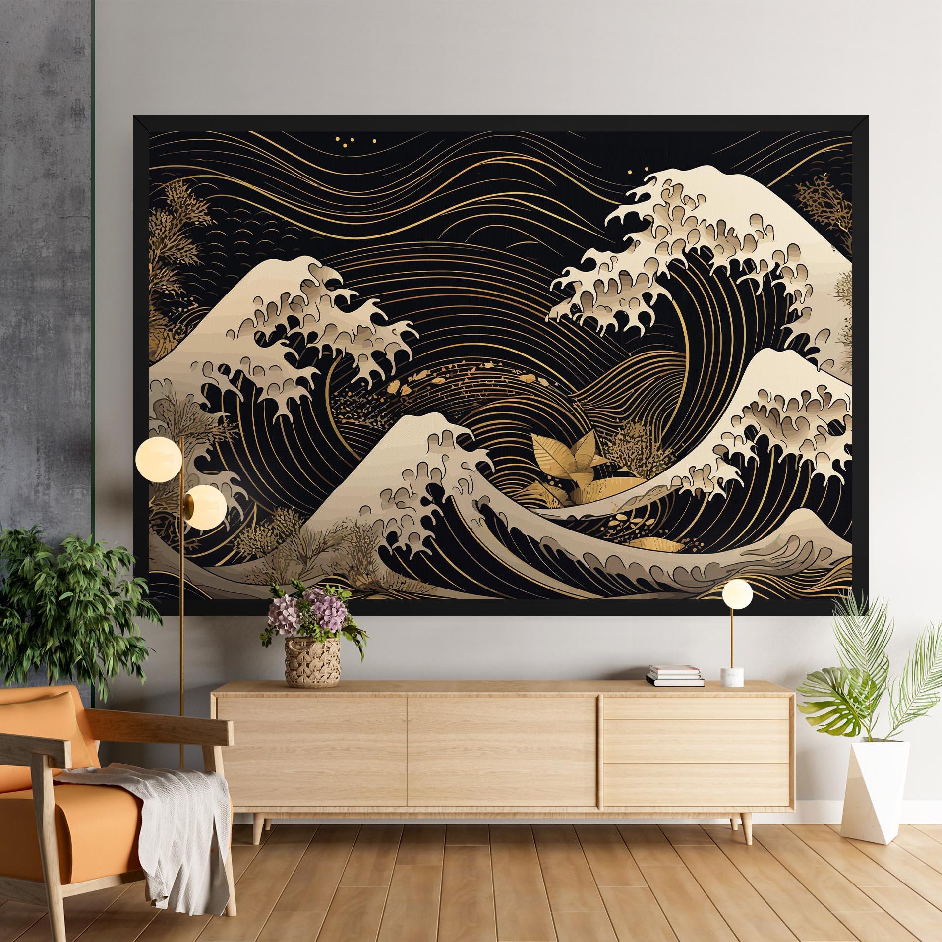 Tablou Canvas Asiatic Gold Wave mockup 9