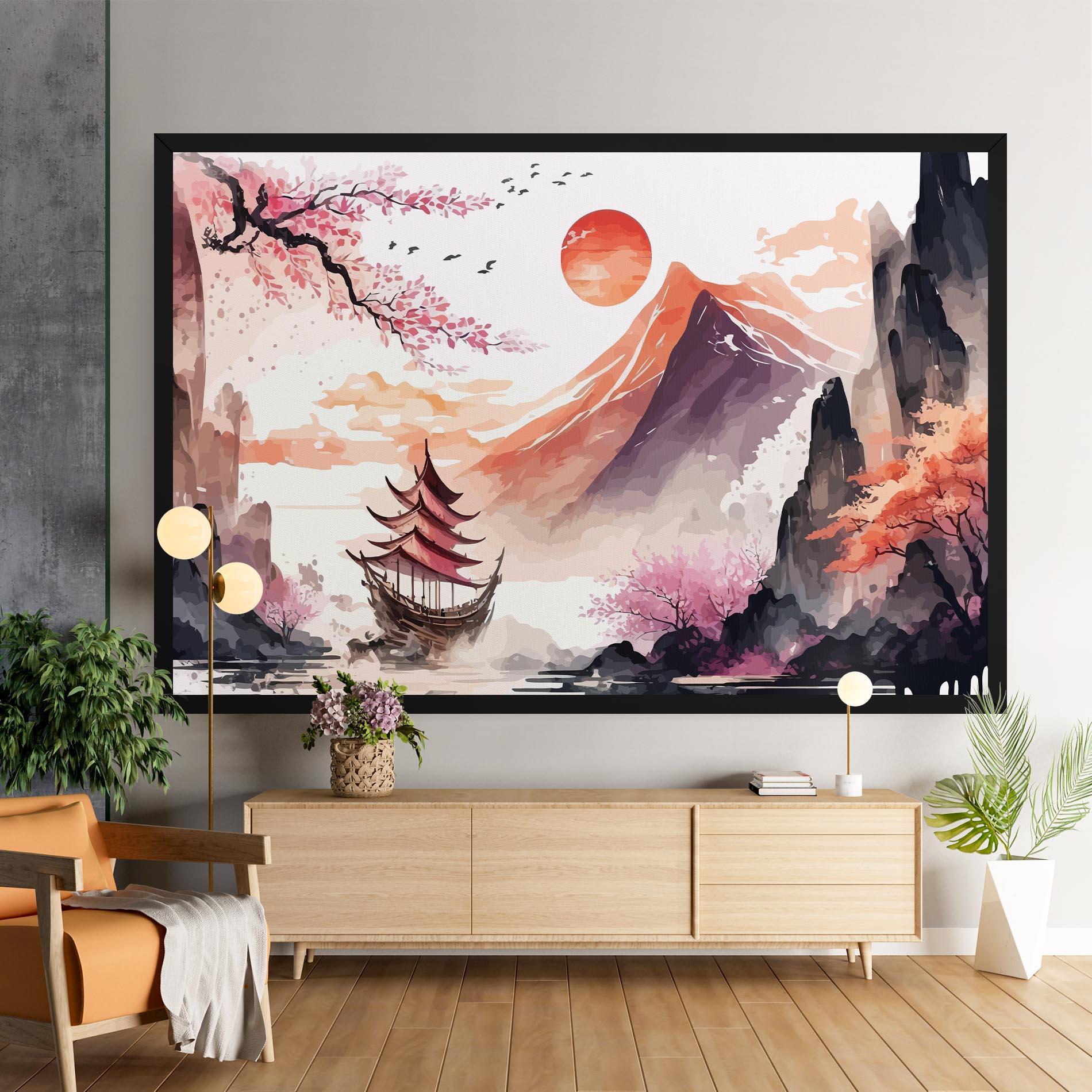 Tablou Canvas Asiatic Purple Mountain mockup 9