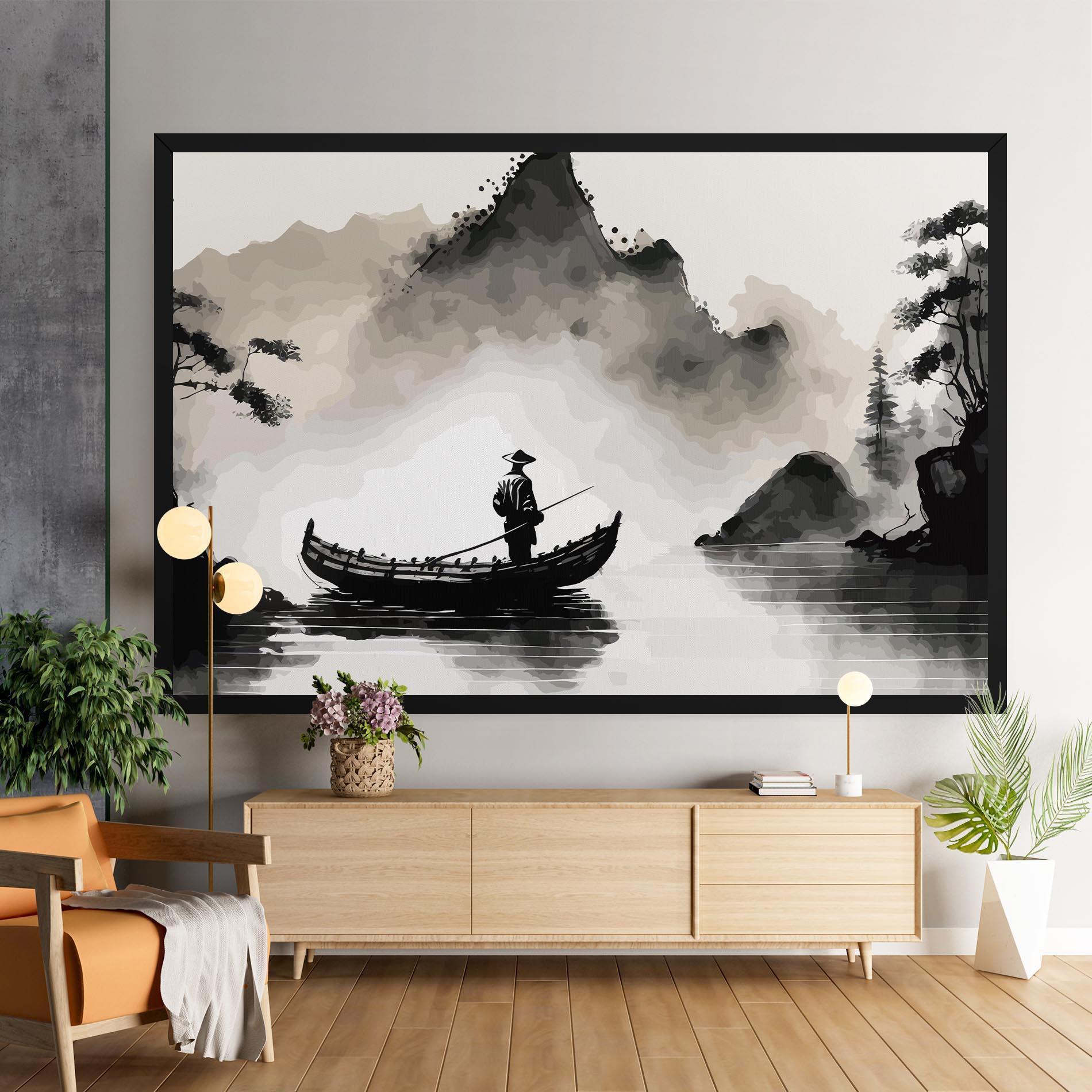 Tablou Canvas Black Ink Boat mockup 9