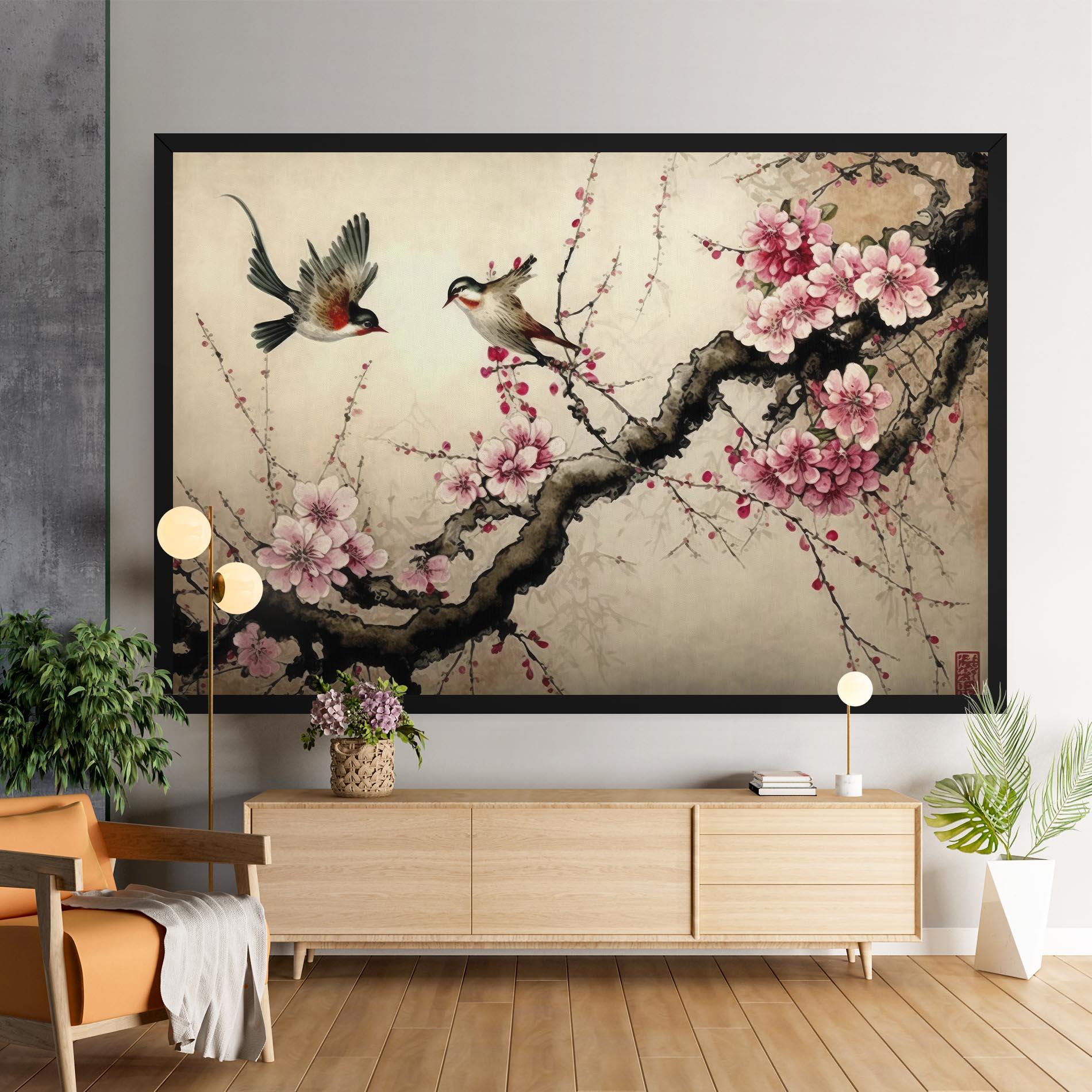 Tablou Canvas Cherry Blossom Birds mockup 9