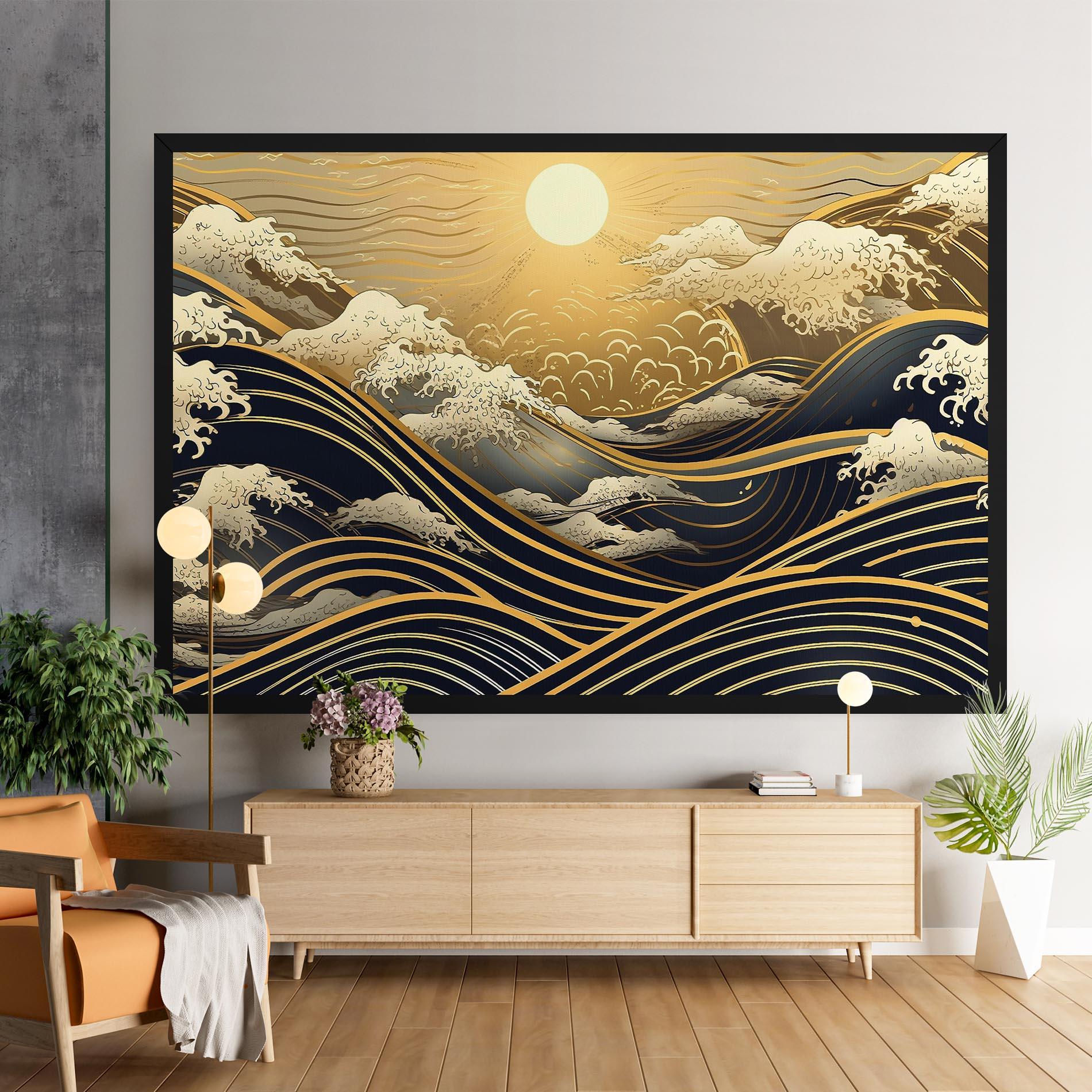 Tablou Canvas Gold Waves Landscape mockup 9