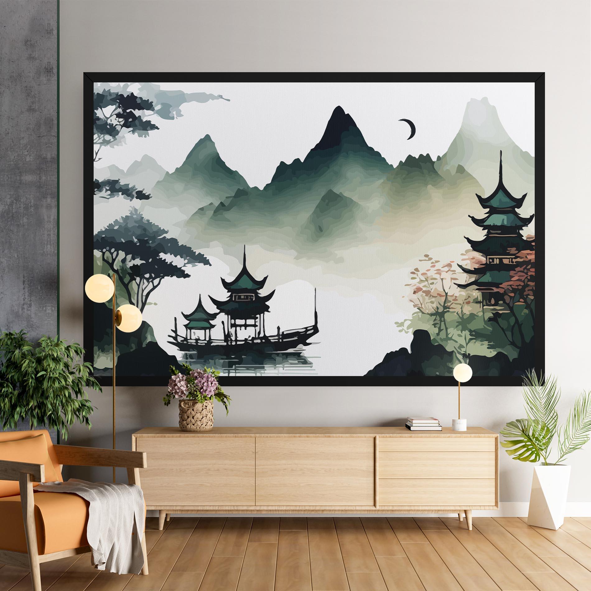 Tablou Canvas Green Mountain Moon mockup 9