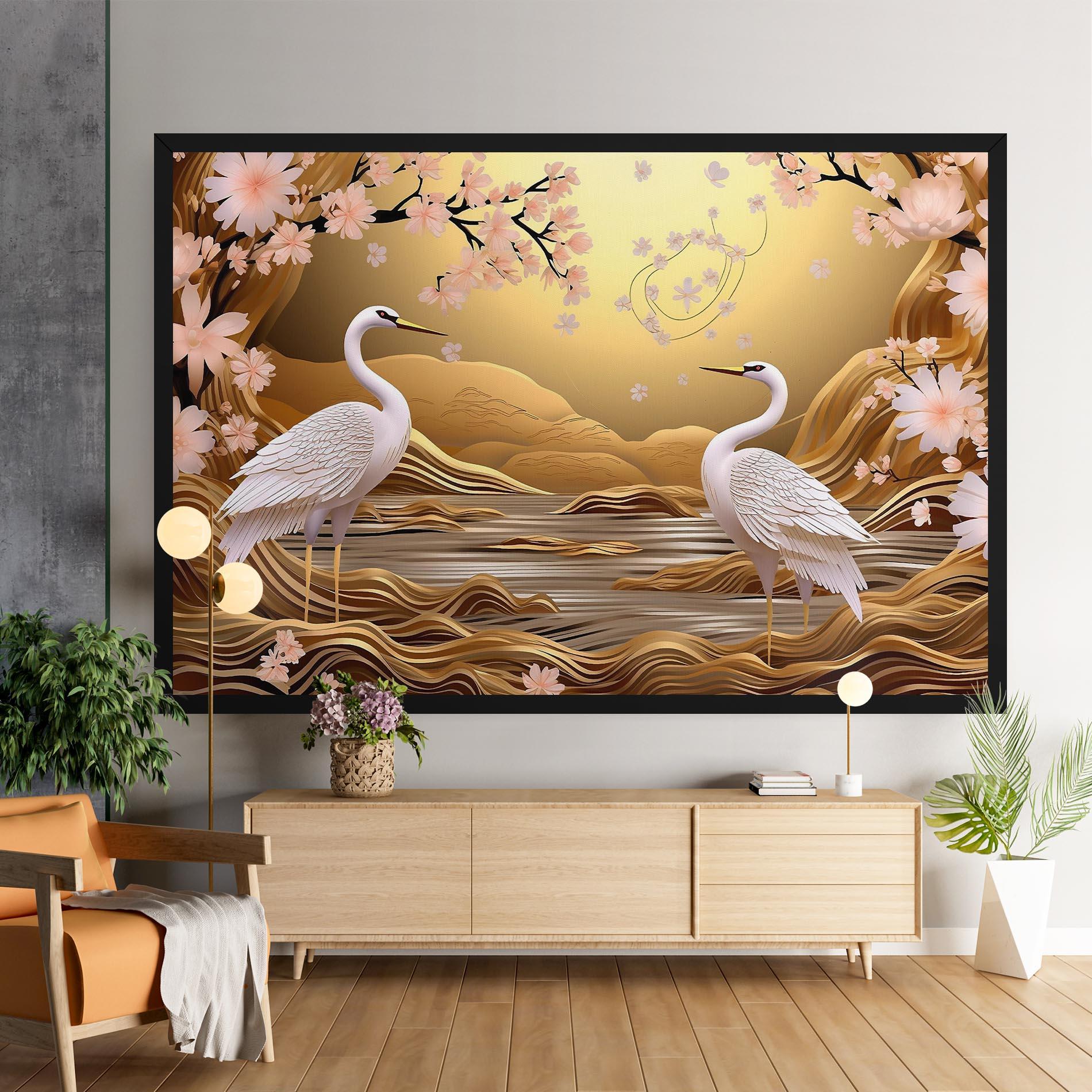 Tablou Canvas Pink Chinese Flowers mockup 9