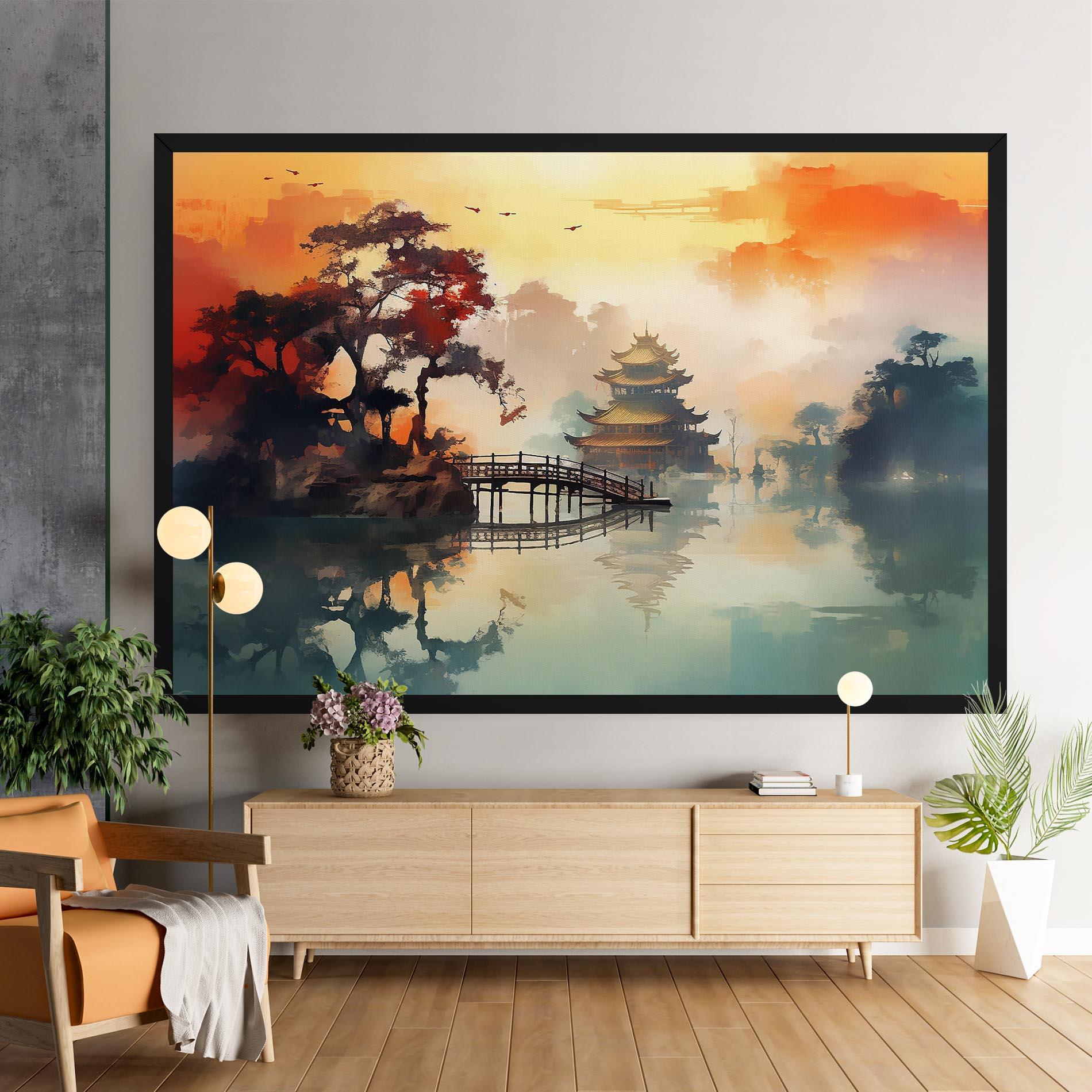 Tablou Canvas Sunset Fog Water mockup 9