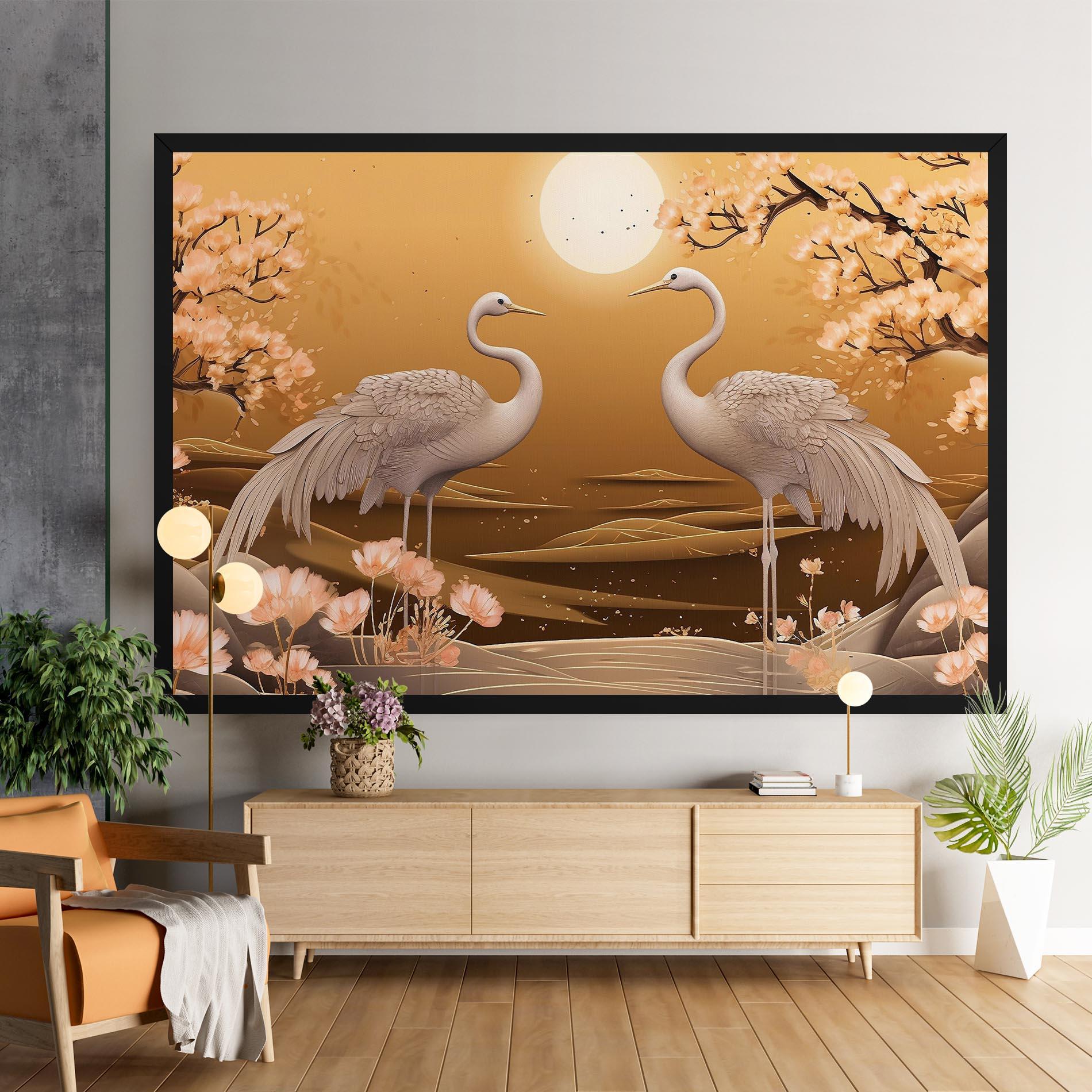 Tablou Canvas White Chinese Birds mockup 9