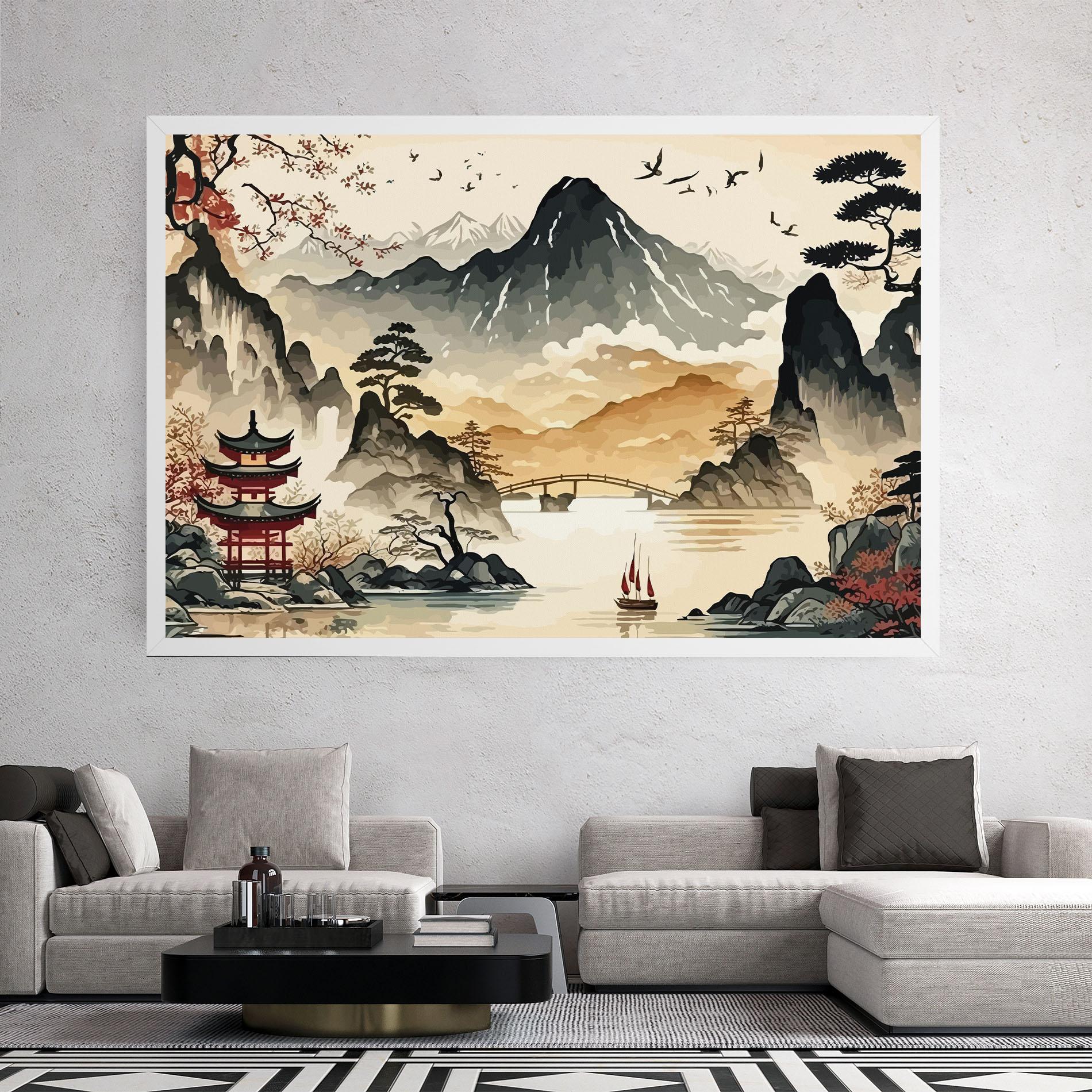 Tablou Canvas Asian Mountain View mockup 2