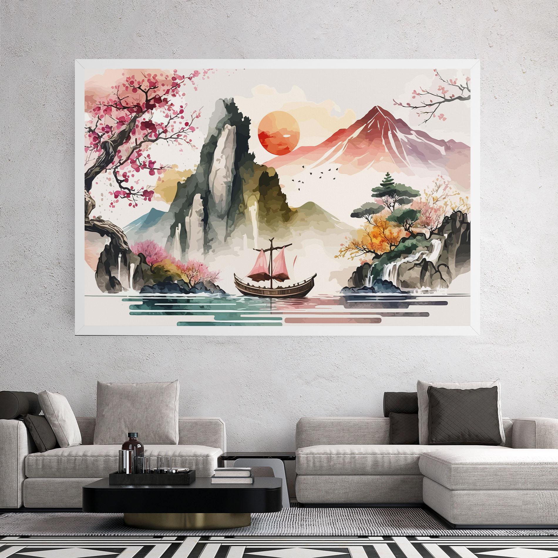 Tablou Canvas Asian Orange Sunset mockup 2