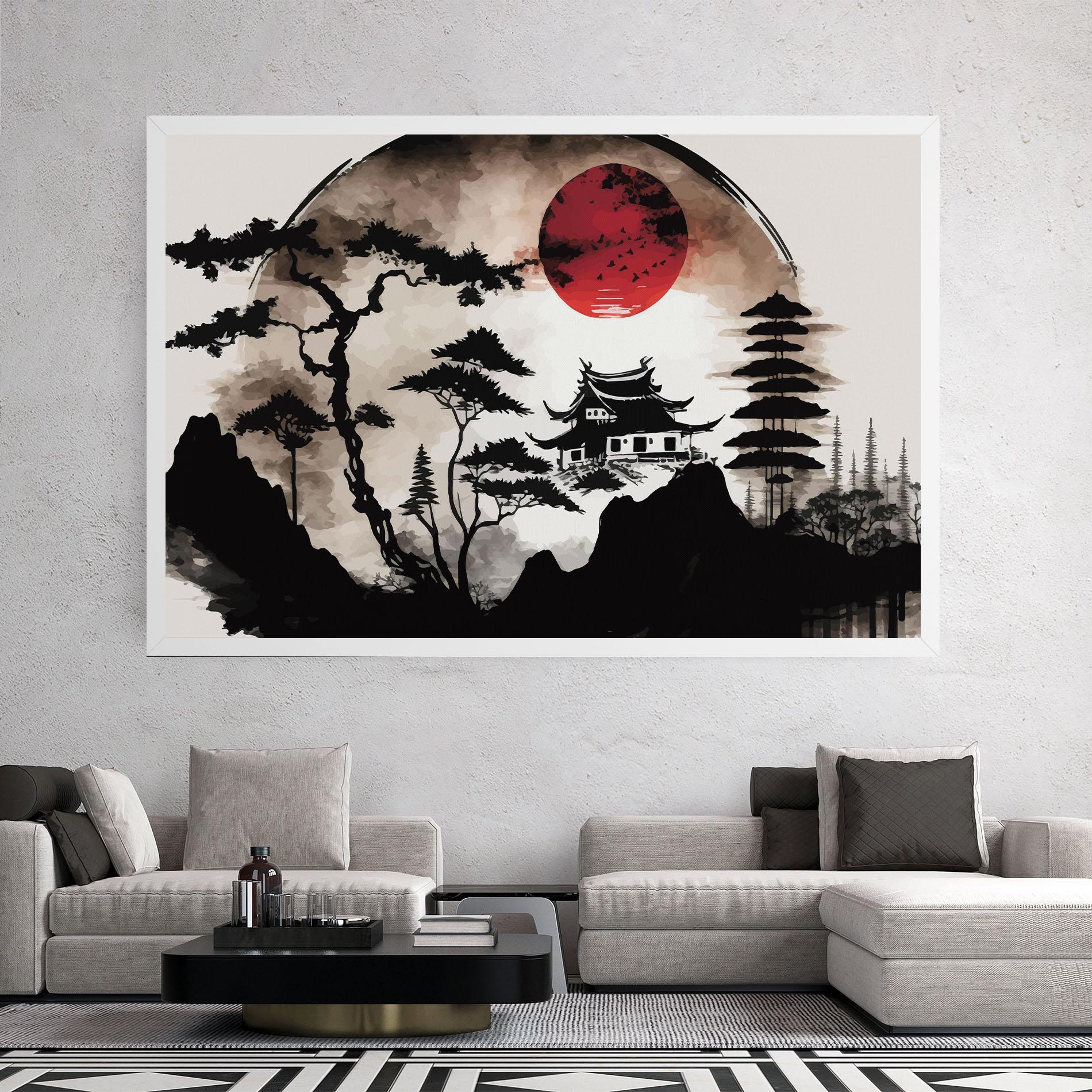 Tablou Canvas Asian Red Moon mockup 2