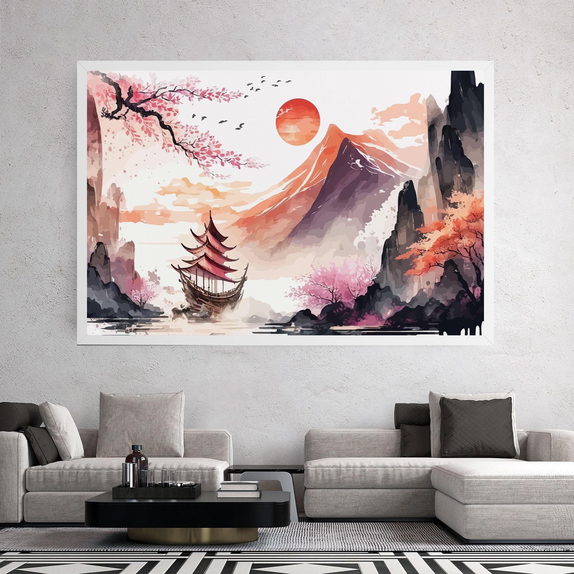 Tablou Canvas Asiatic Purple Mountain mockup 2