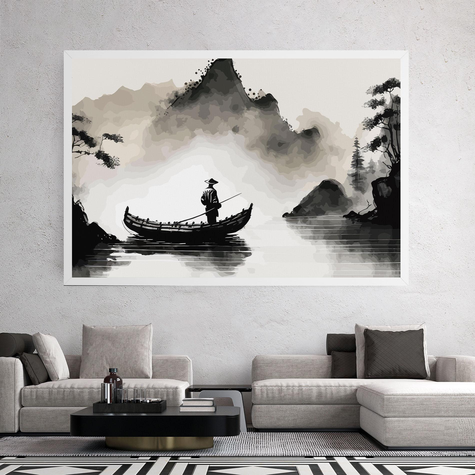 Tablou Canvas Black Ink Boat mockup 2