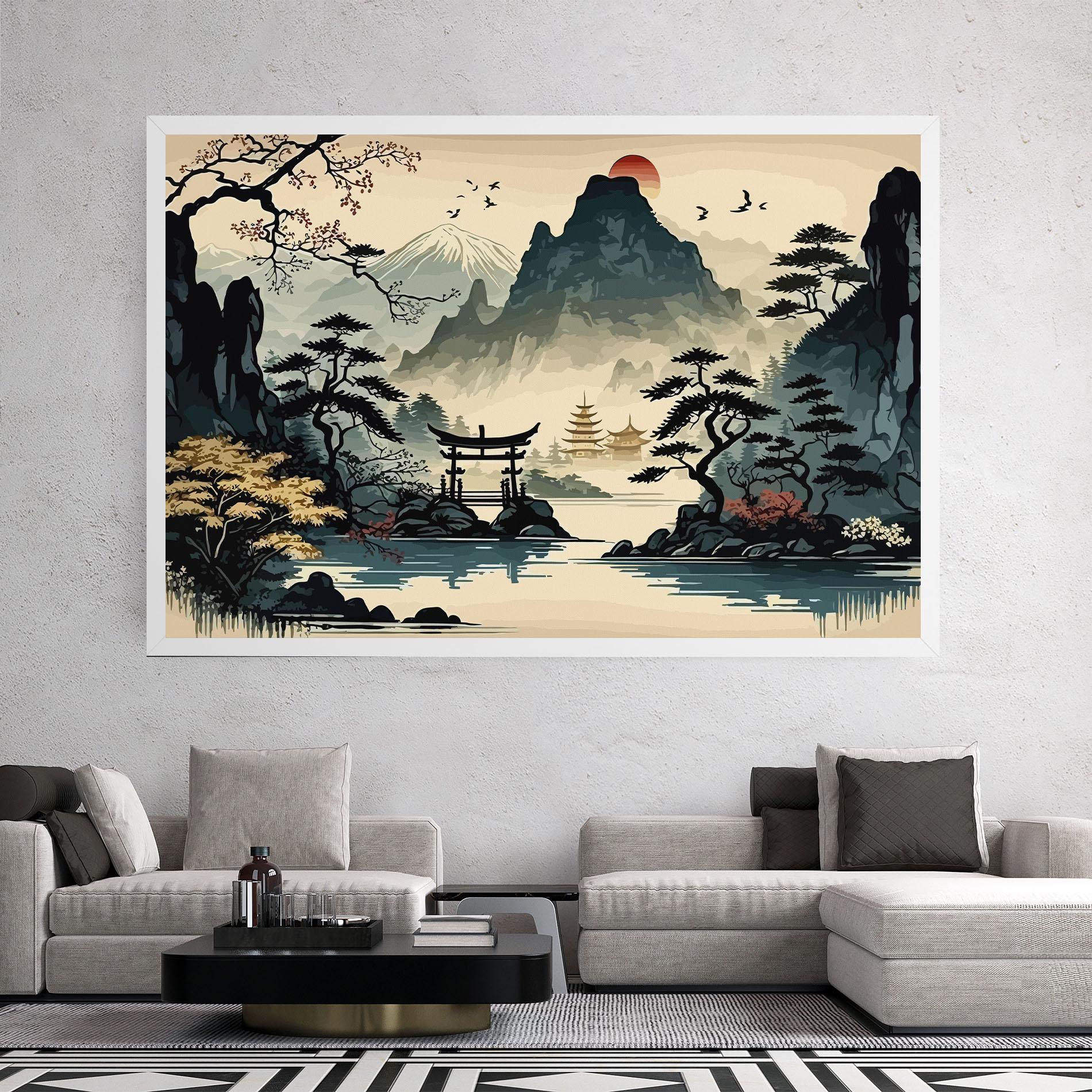 Tablou Canvas Cream Chinese Mountain mockup 2