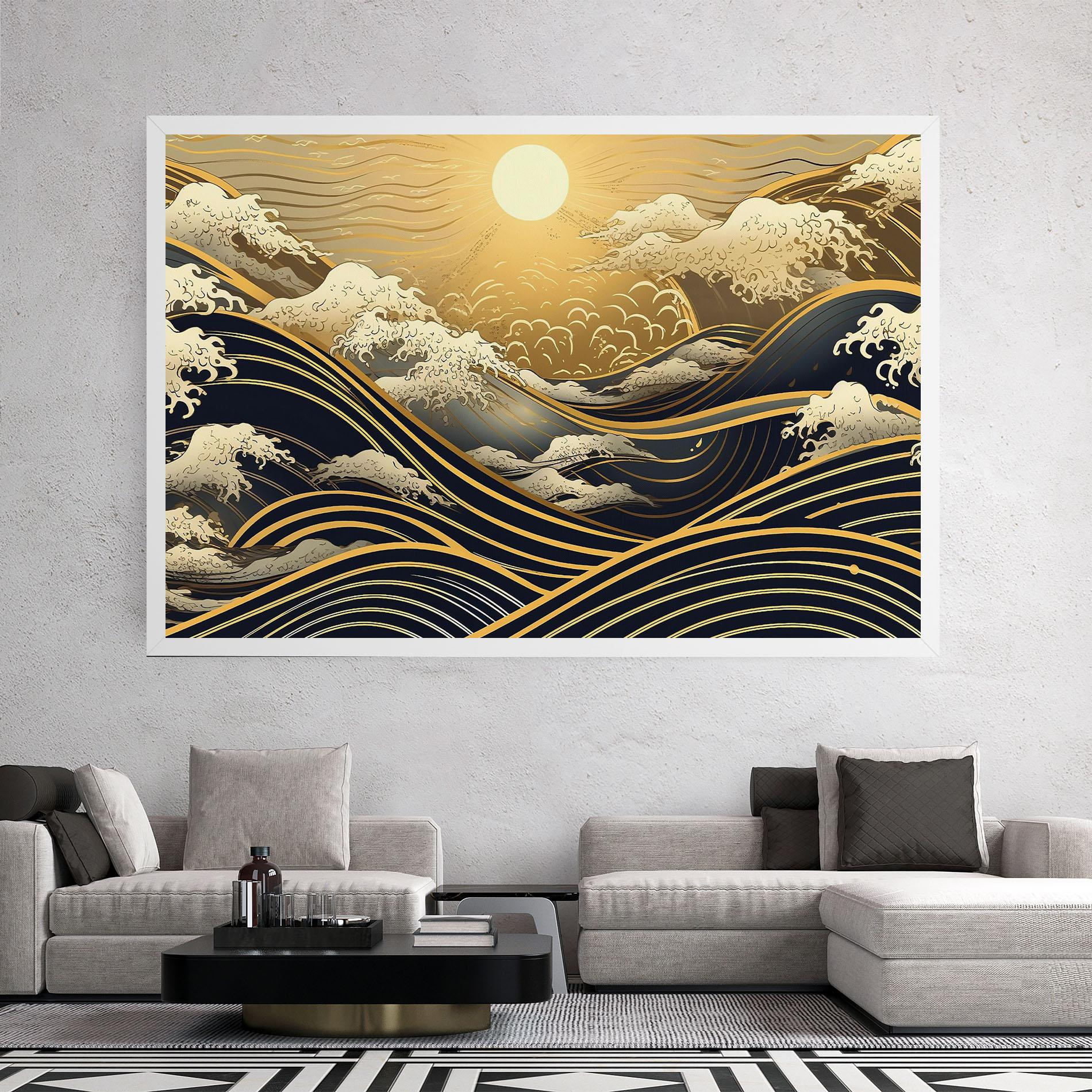 Tablou Canvas Gold Waves Landscape mockup 2