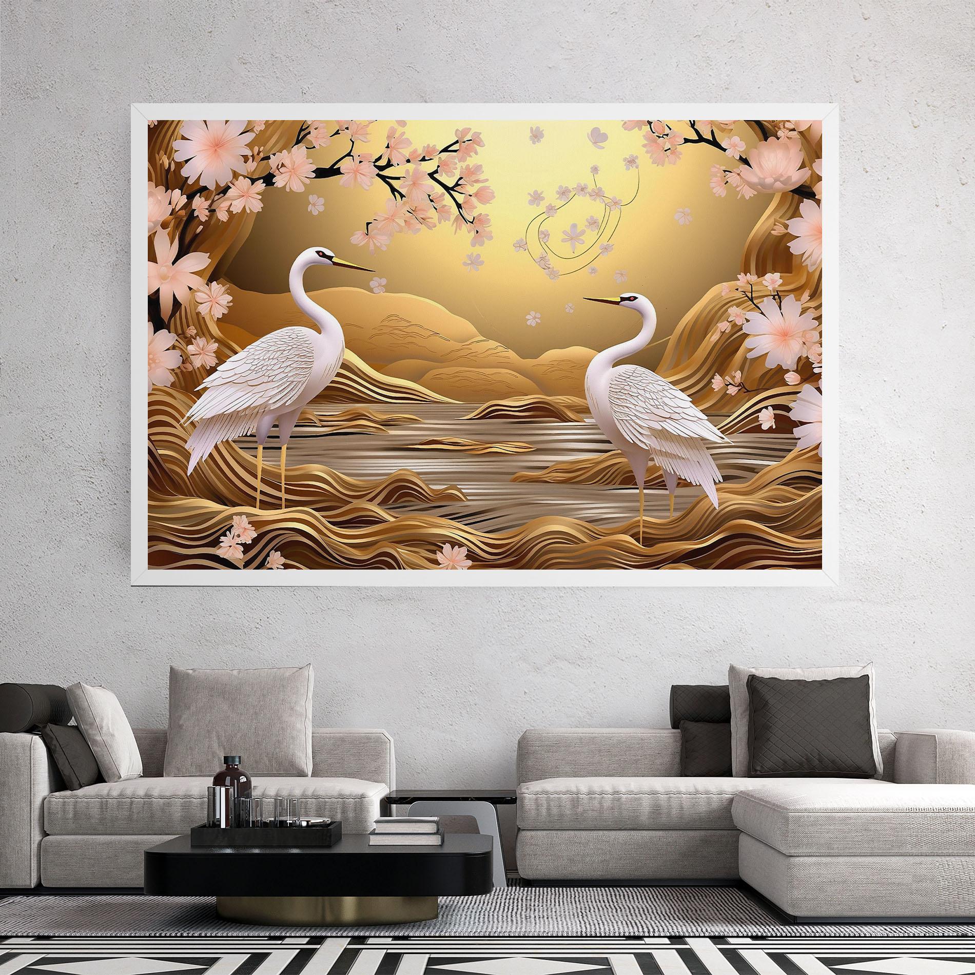 Tablou Canvas Pink Chinese Flowers mockup 2