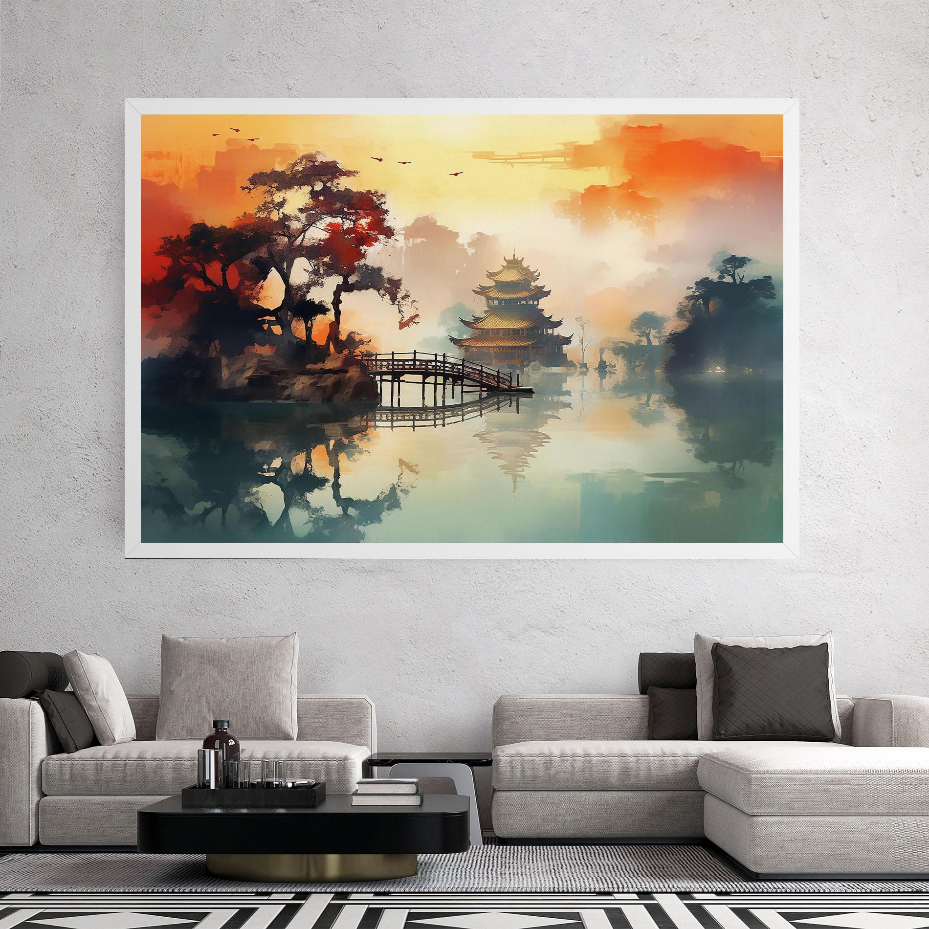 Tablou Canvas Sunset Fog Water mockup 2