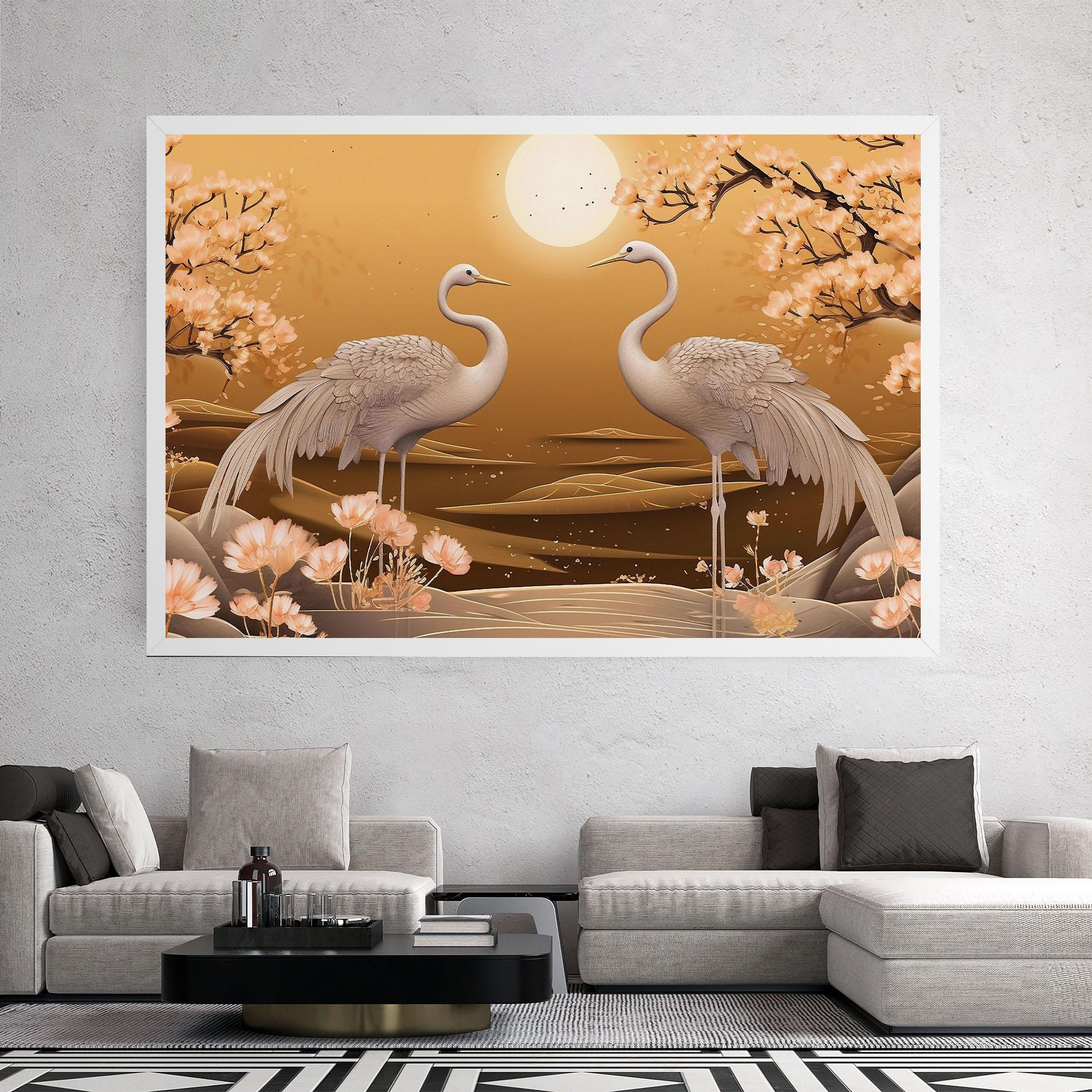 Tablou Canvas White Chinese Birds mockup 2