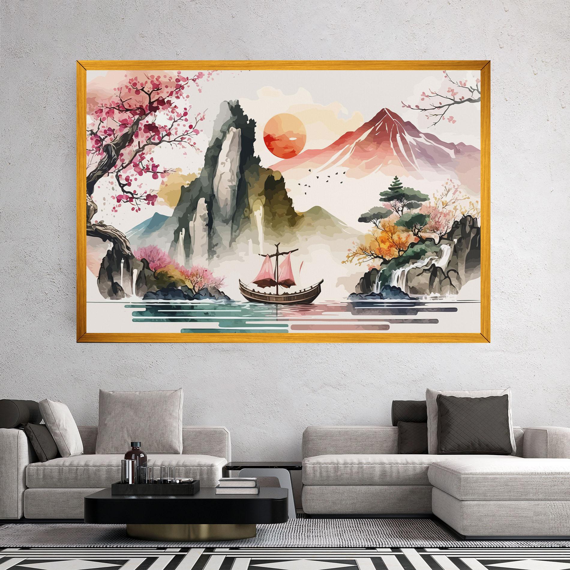 Tablou Canvas Asian Orange Sunset mockup 2