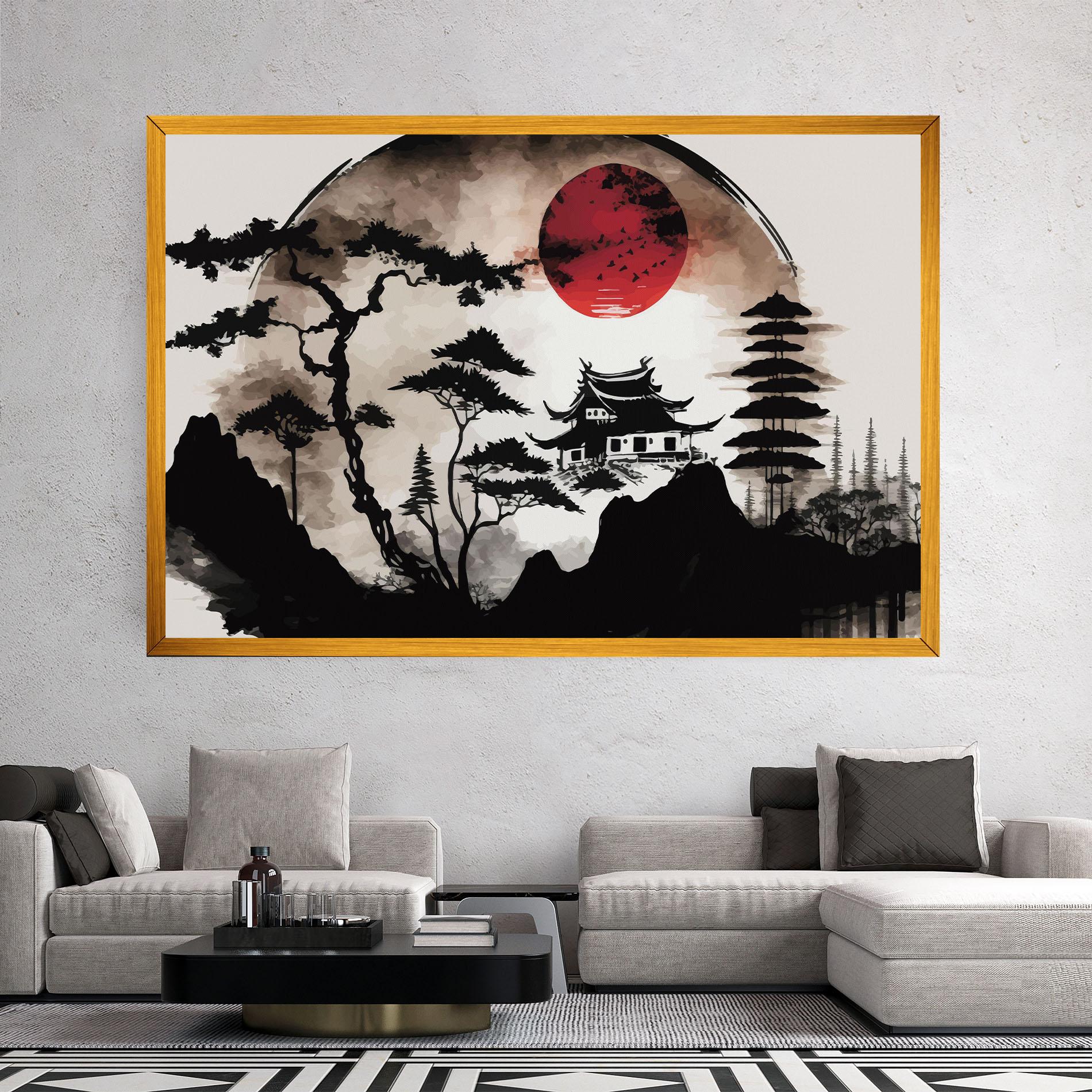 Tablou Canvas Asian Red Moon mockup 2