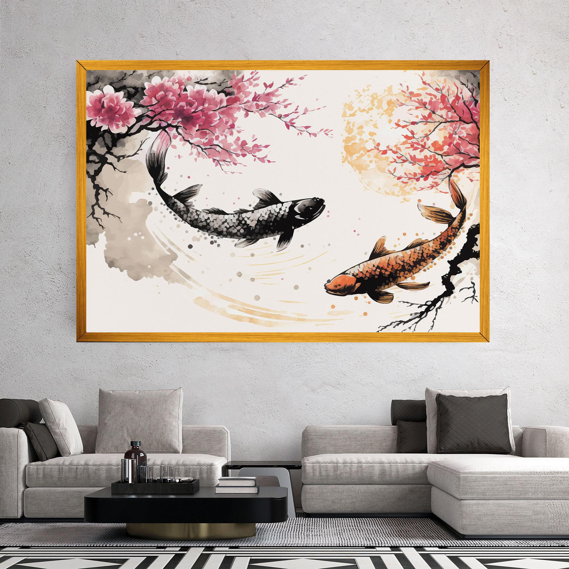 Tablou Canvas Asiatic Flower Fish mockup 2