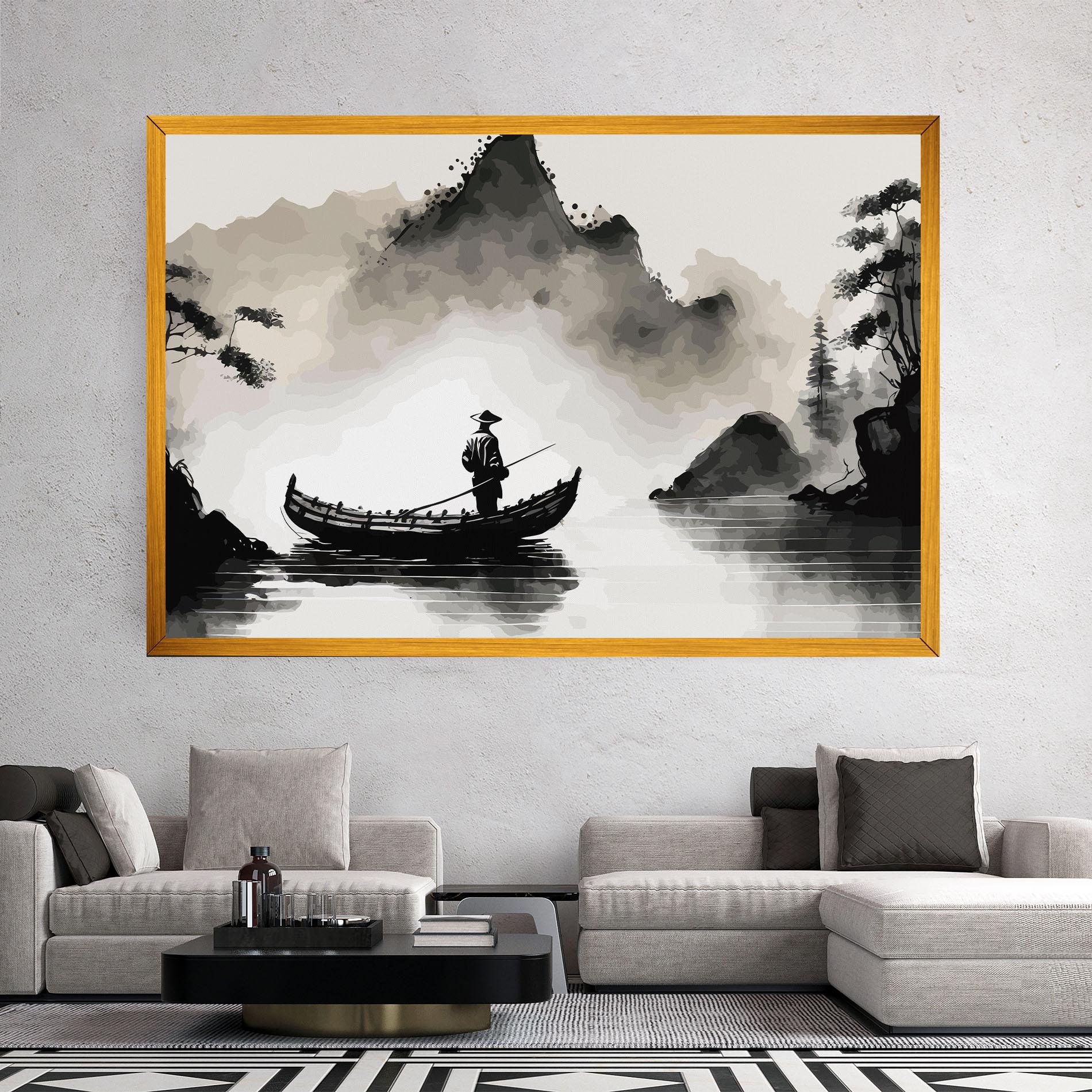 Tablou Canvas Black Ink Boat mockup 2