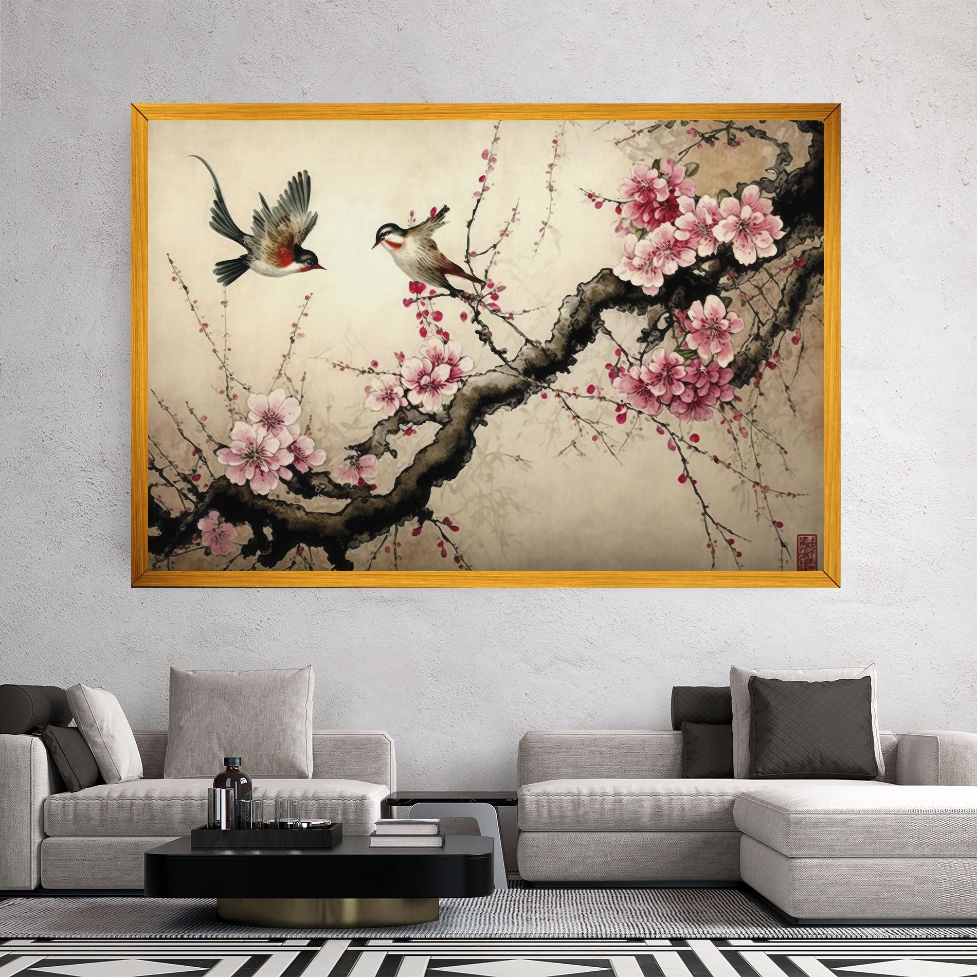 Cherry Blossom Birds mockup 2