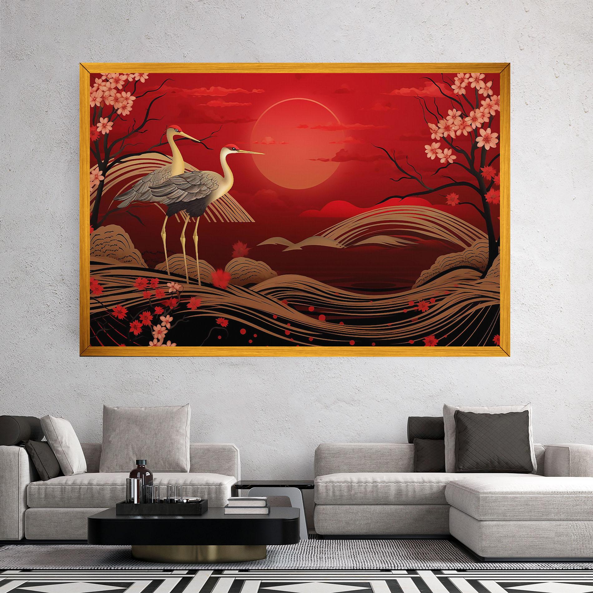 Tablou Canvas Gold Landscape Painting mockup 2