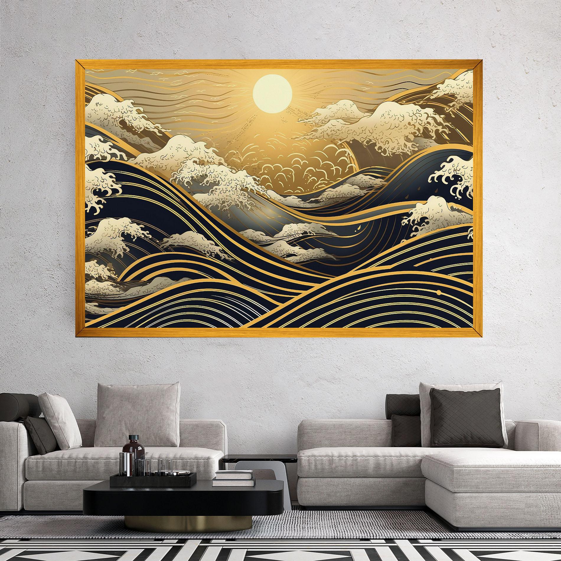 Tablou Canvas Gold Waves Landscape mockup 2