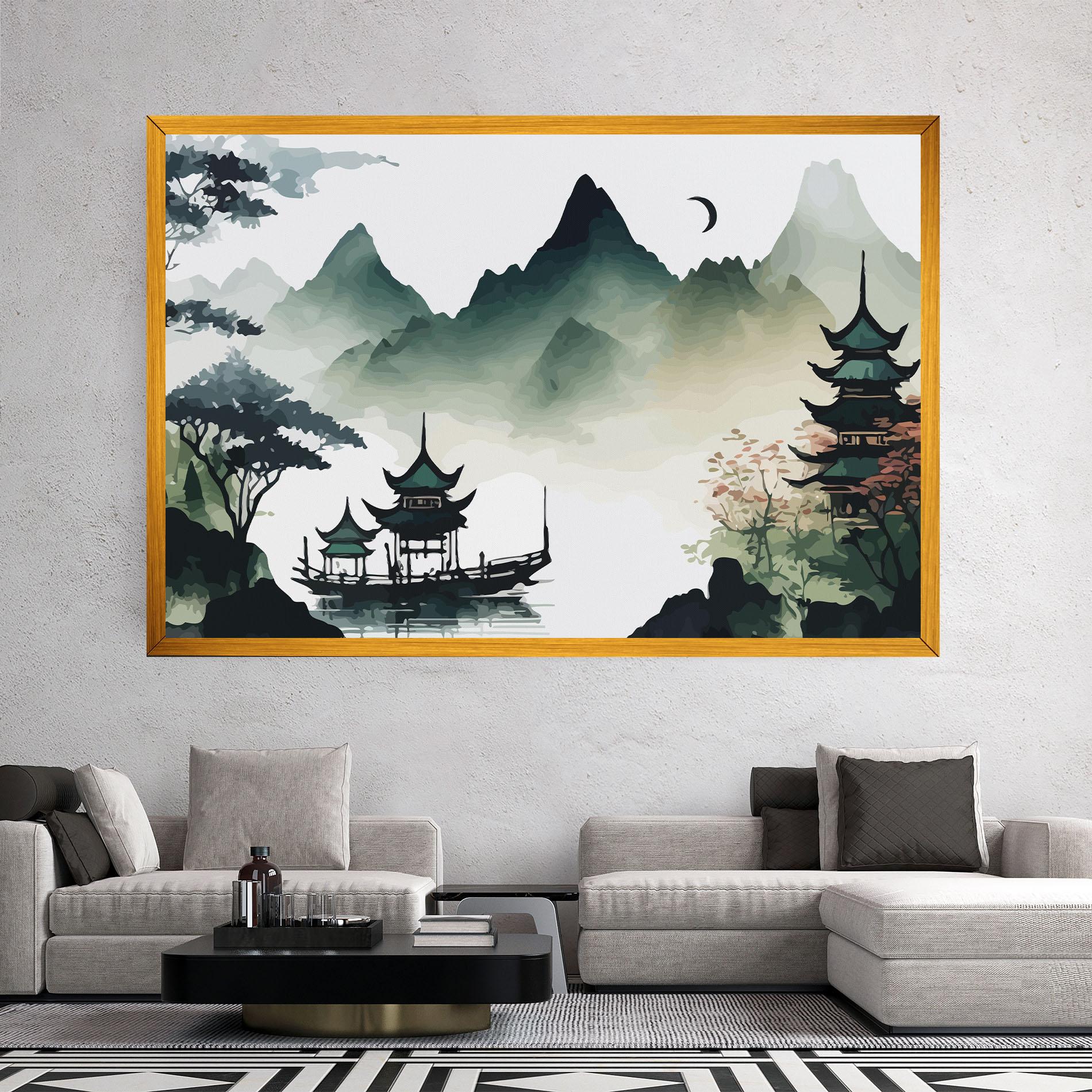 Tablou Canvas Green Mountain Moon mockup 2
