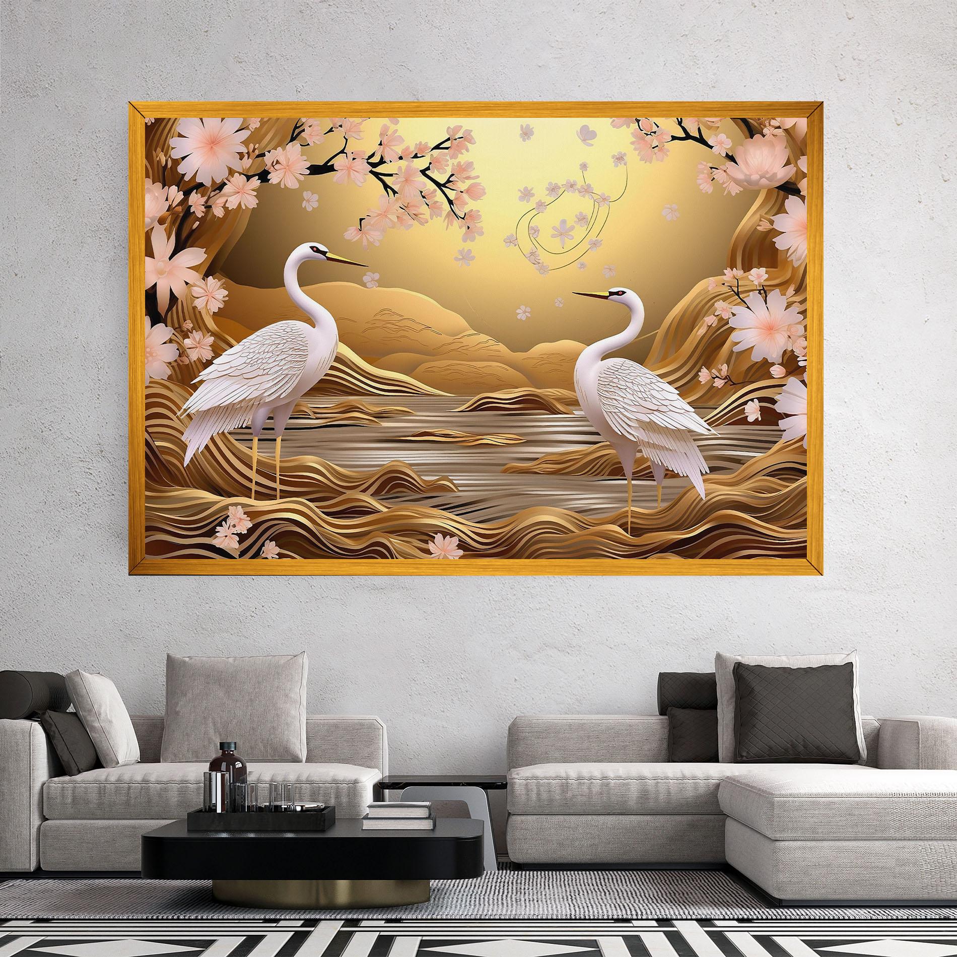 Tablou Canvas Pink Chinese Flowers mockup 2