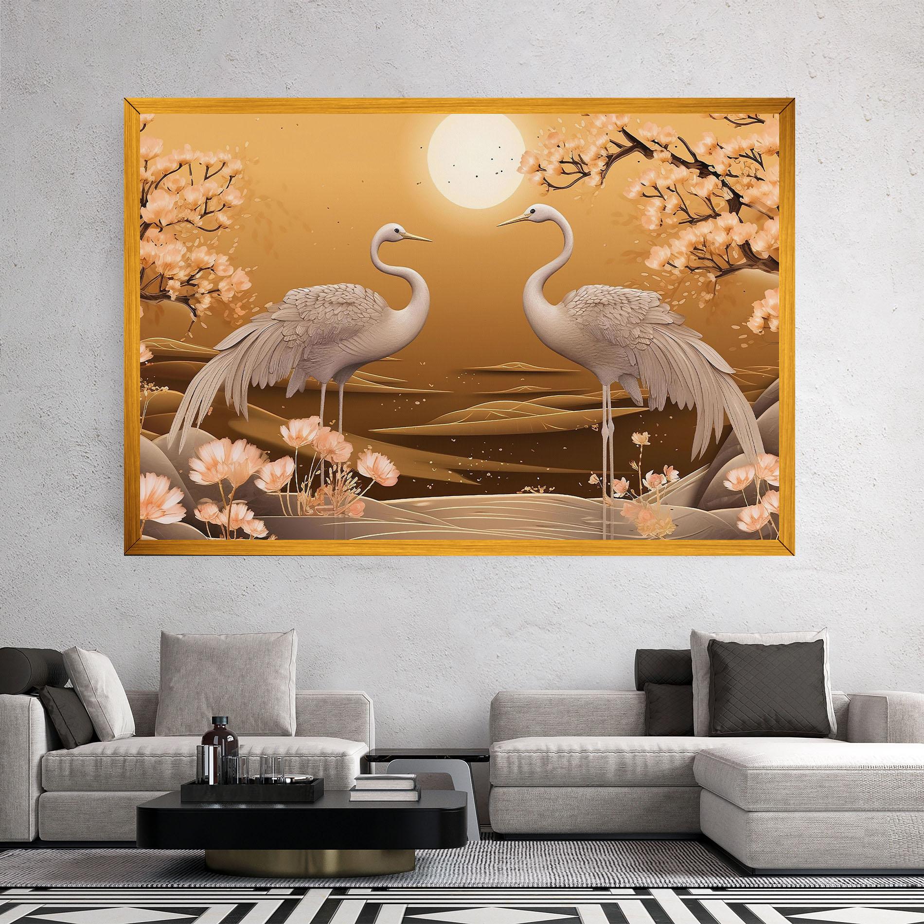 Tablou Canvas White Chinese Birds mockup 2