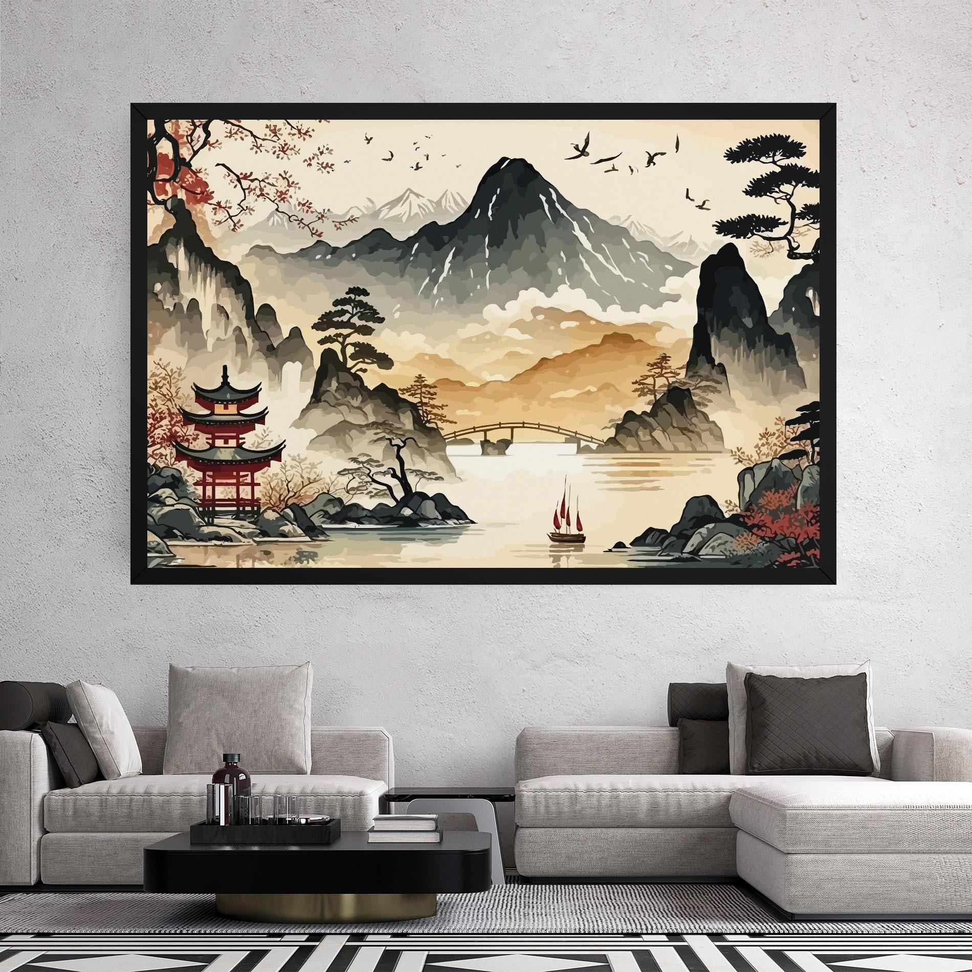 Tablou Canvas Asian Mountain View mockup 2