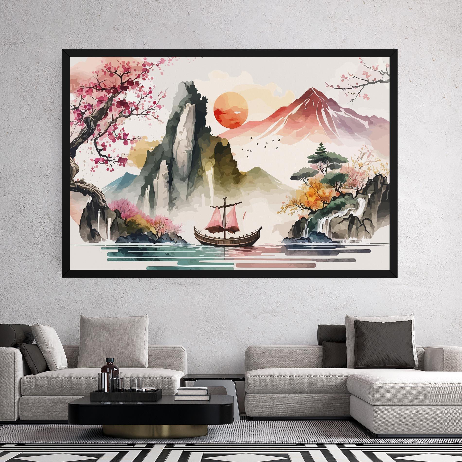 Tablou Canvas Asian Orange Sunset mockup 2