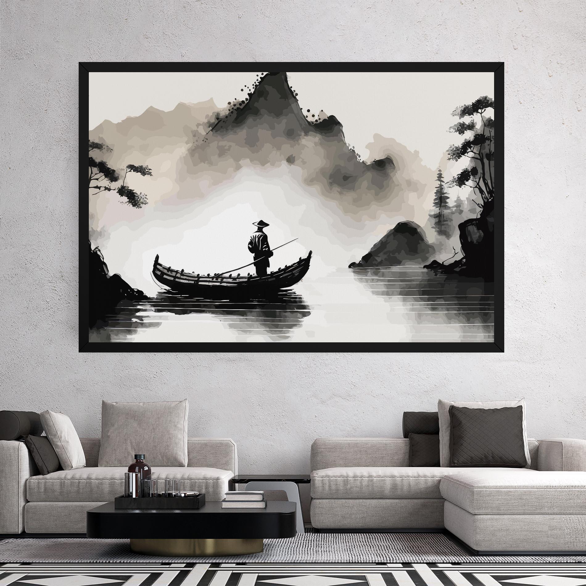 Tablou Canvas Black Ink Boat mockup 2