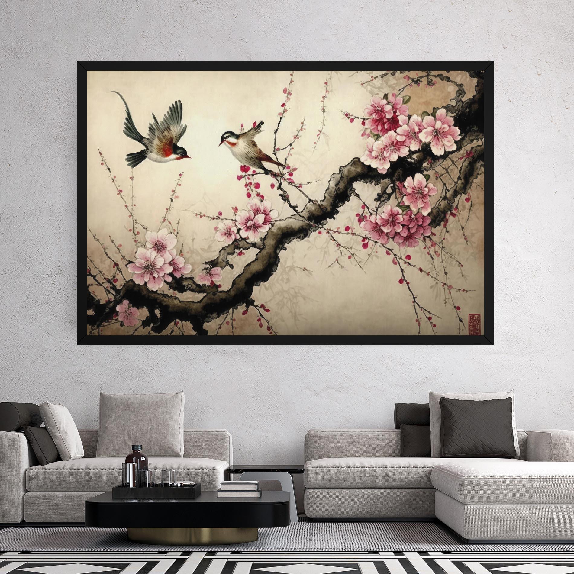 Tablou Canvas Cherry Blossom Birds mockup 2