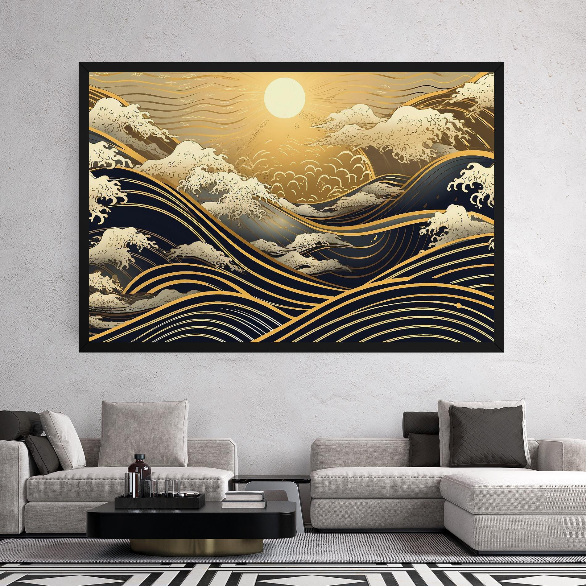 Tablou Canvas Gold Waves Landscape mockup 2