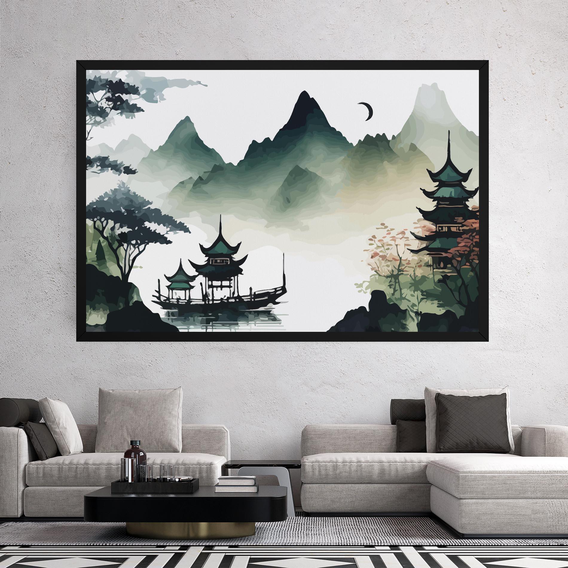 Tablou Canvas Green Mountain Moon mockup 2