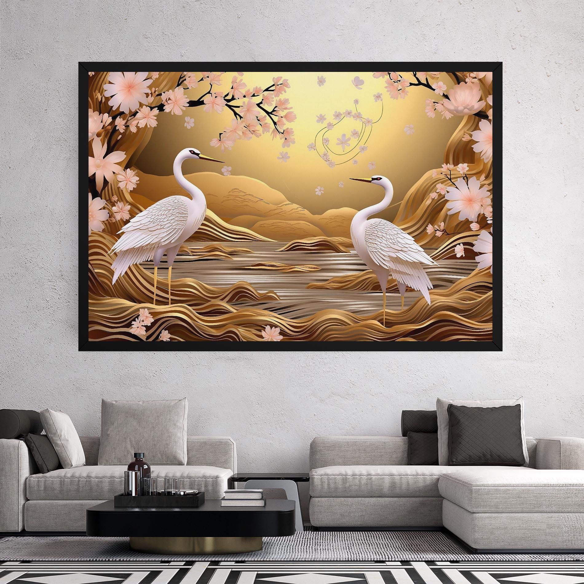 Tablou Canvas Pink Chinese Flowers mockup 2