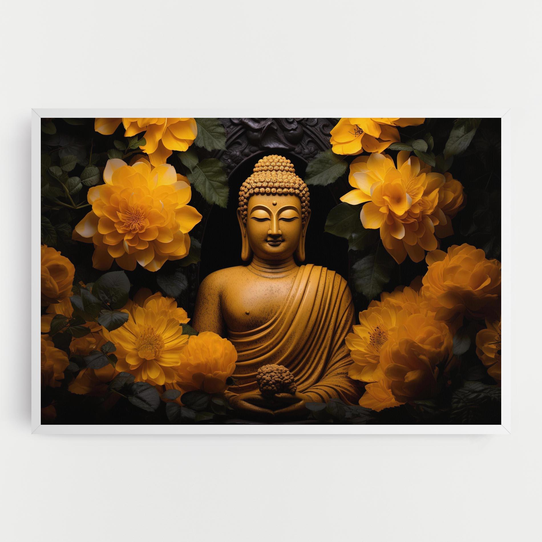 Tablou Canvas Vecteezy_buddha Statue Surrounded By Yellow Flowers Ai Generated_27745002_860 mockup 0