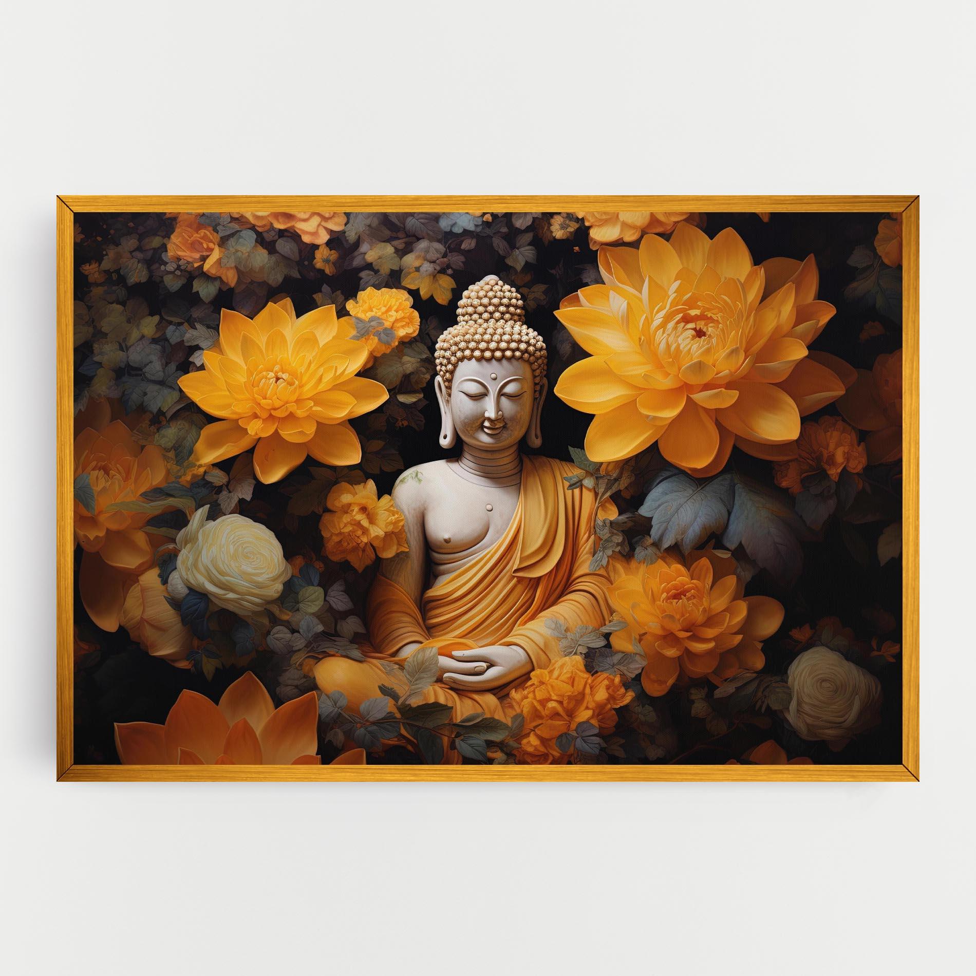 Tablou Canvas Buddha Big Flowers mockup 0