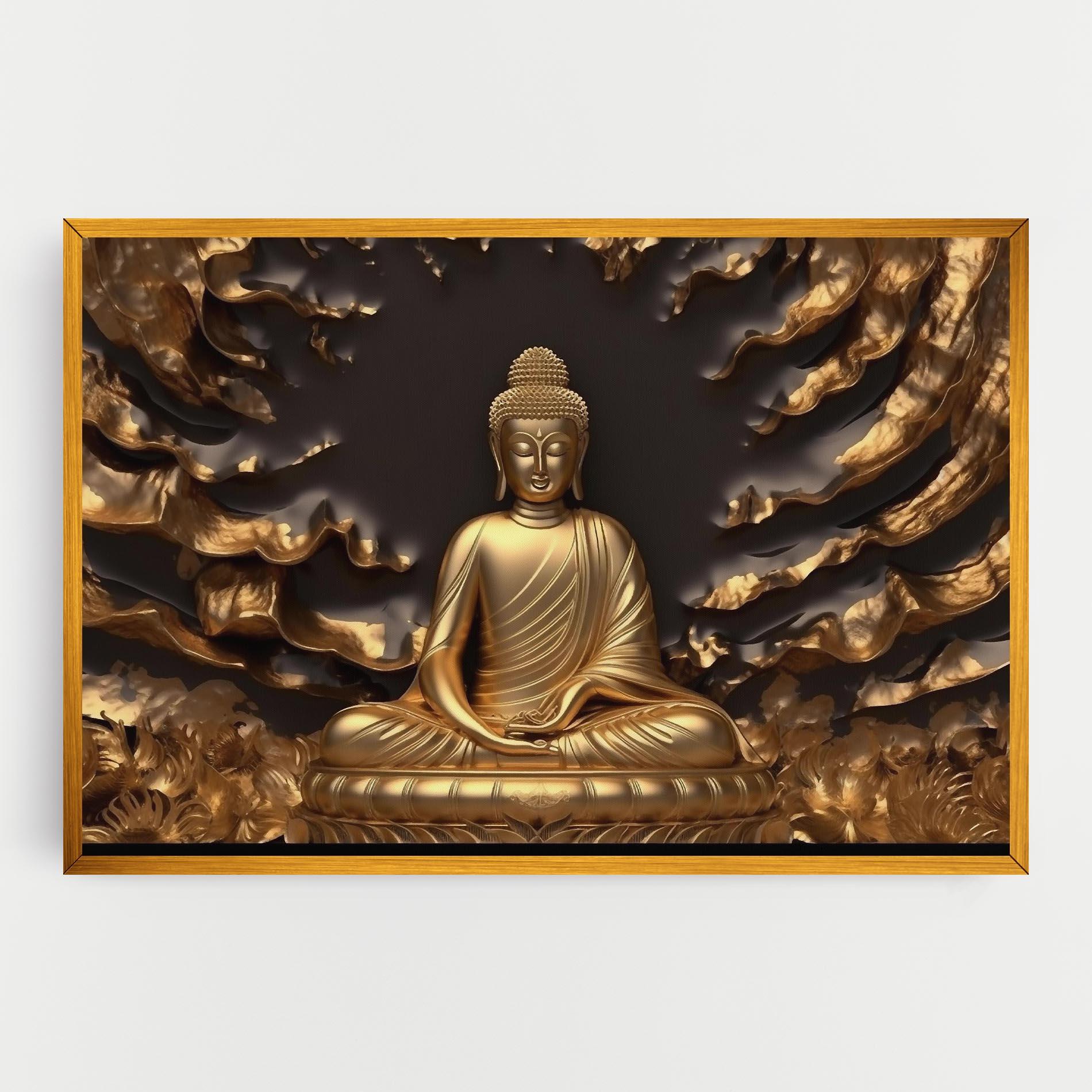 Tablou Canvas Gold 3d Buddha mockup 0