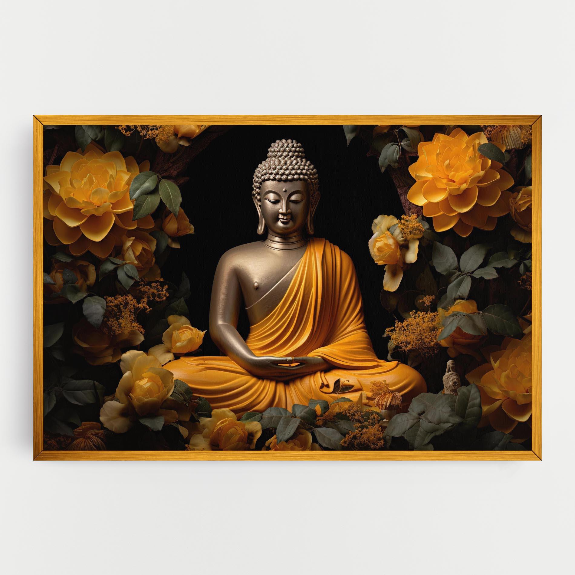 Tablou Canvas Gold Buddha Flower mockup 0
