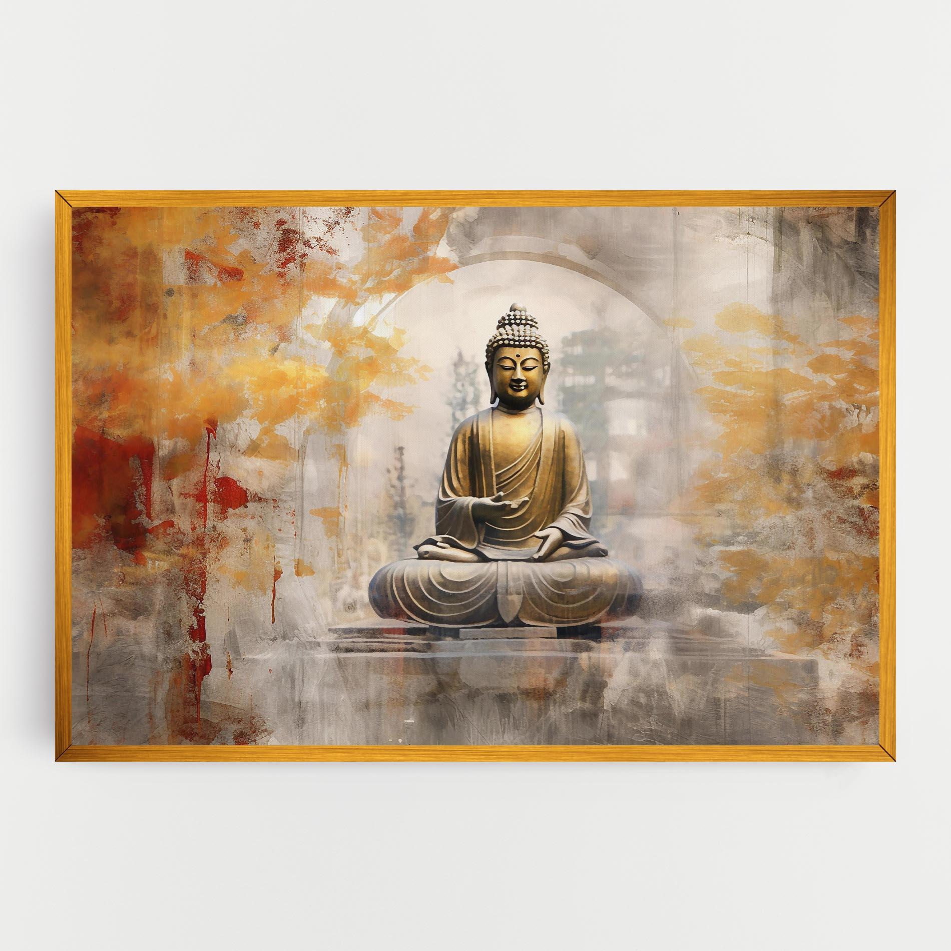 Tablou Canvas Grey Gold Buddha mockup 0