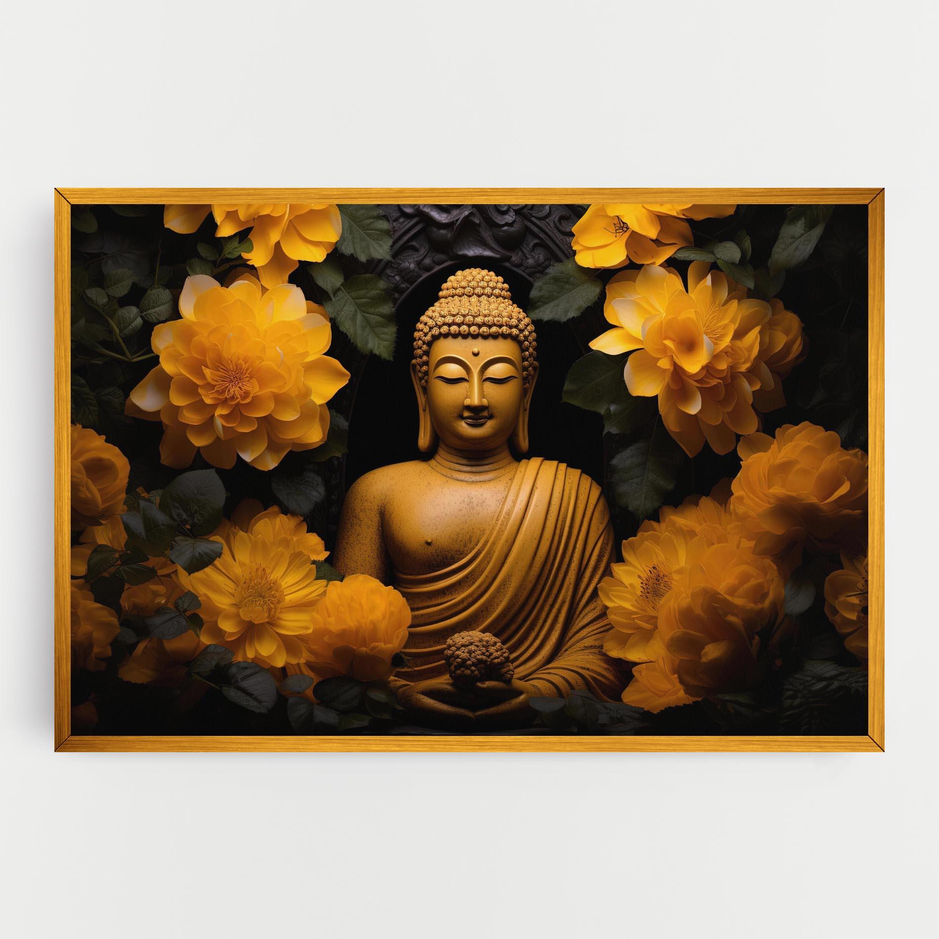 Tablou Canvas Vecteezy_buddha Statue Surrounded By Yellow Flowers Ai Generated_27745002_860 mockup 0