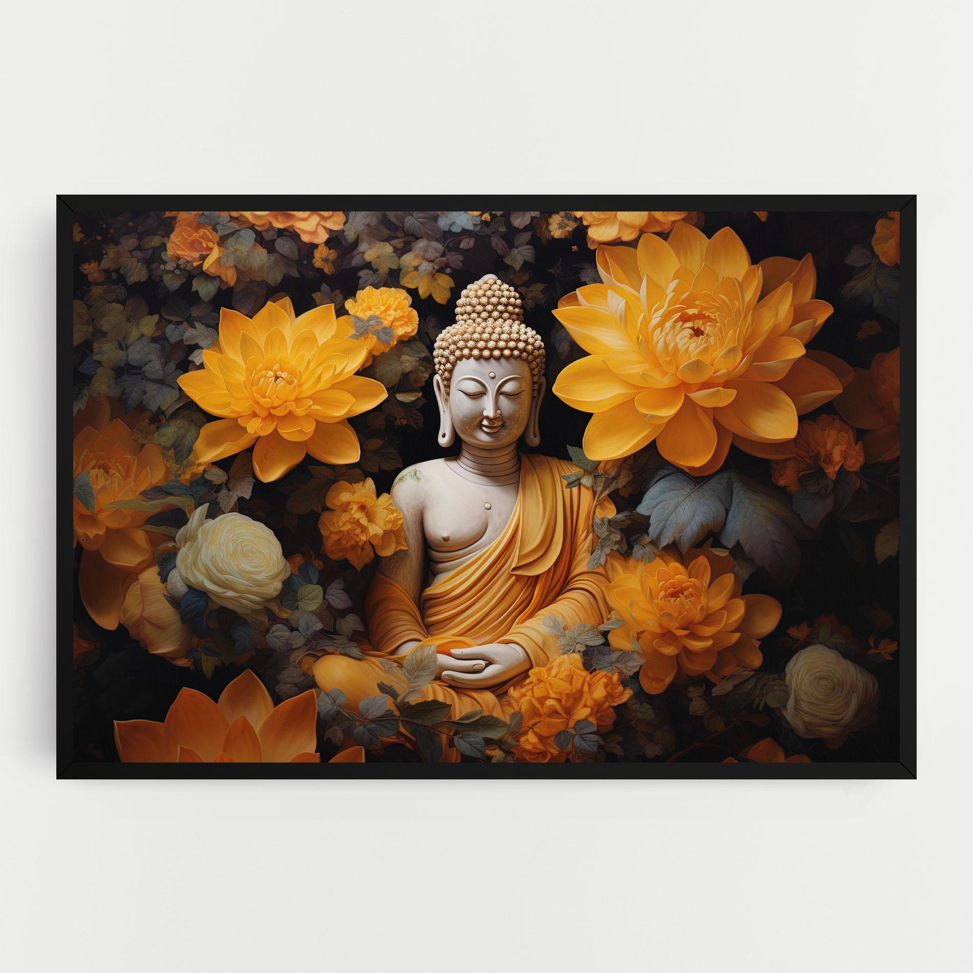 Tablou Canvas Buddha Big Flowers mockup 0