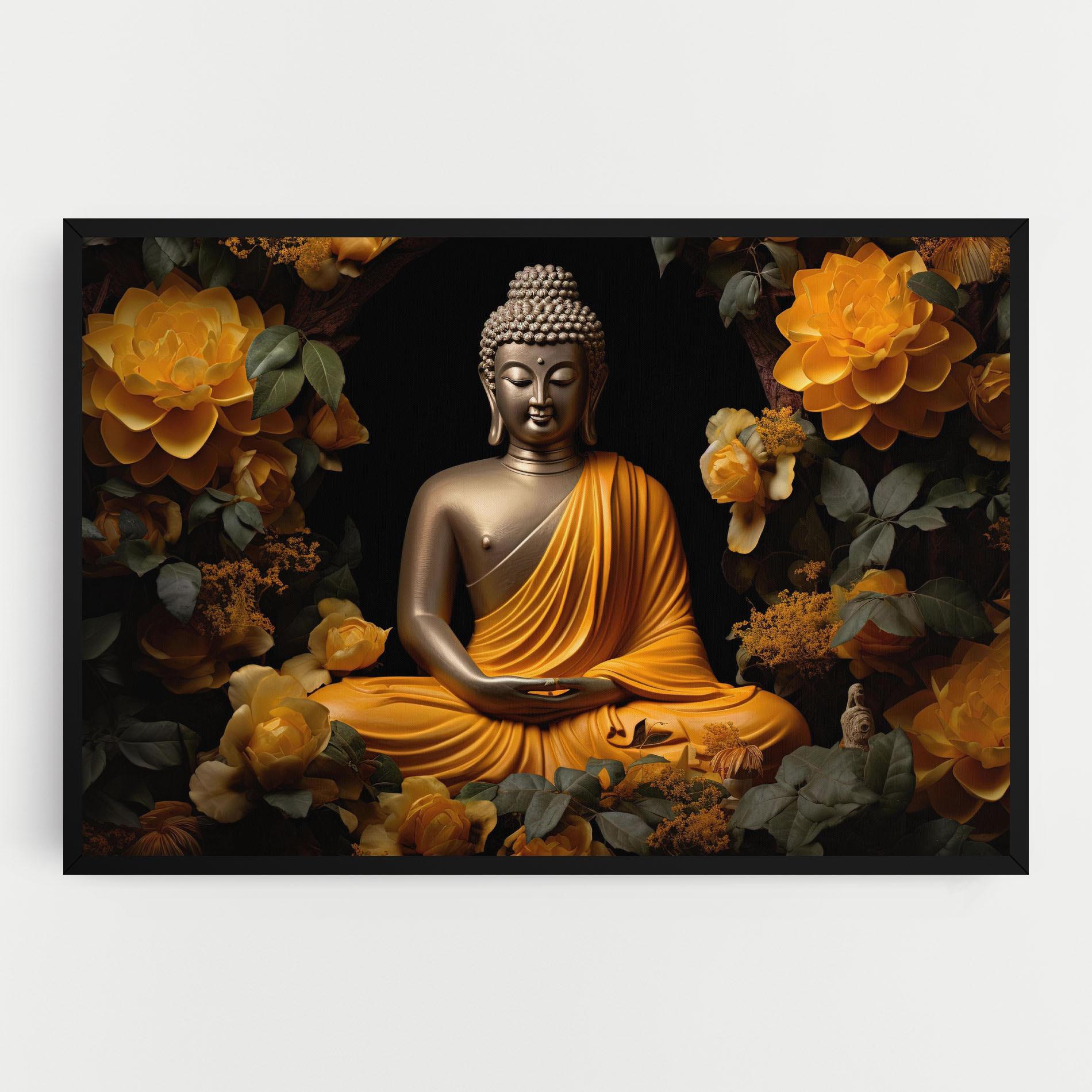 Tablou Canvas Gold Buddha Flower mockup 0