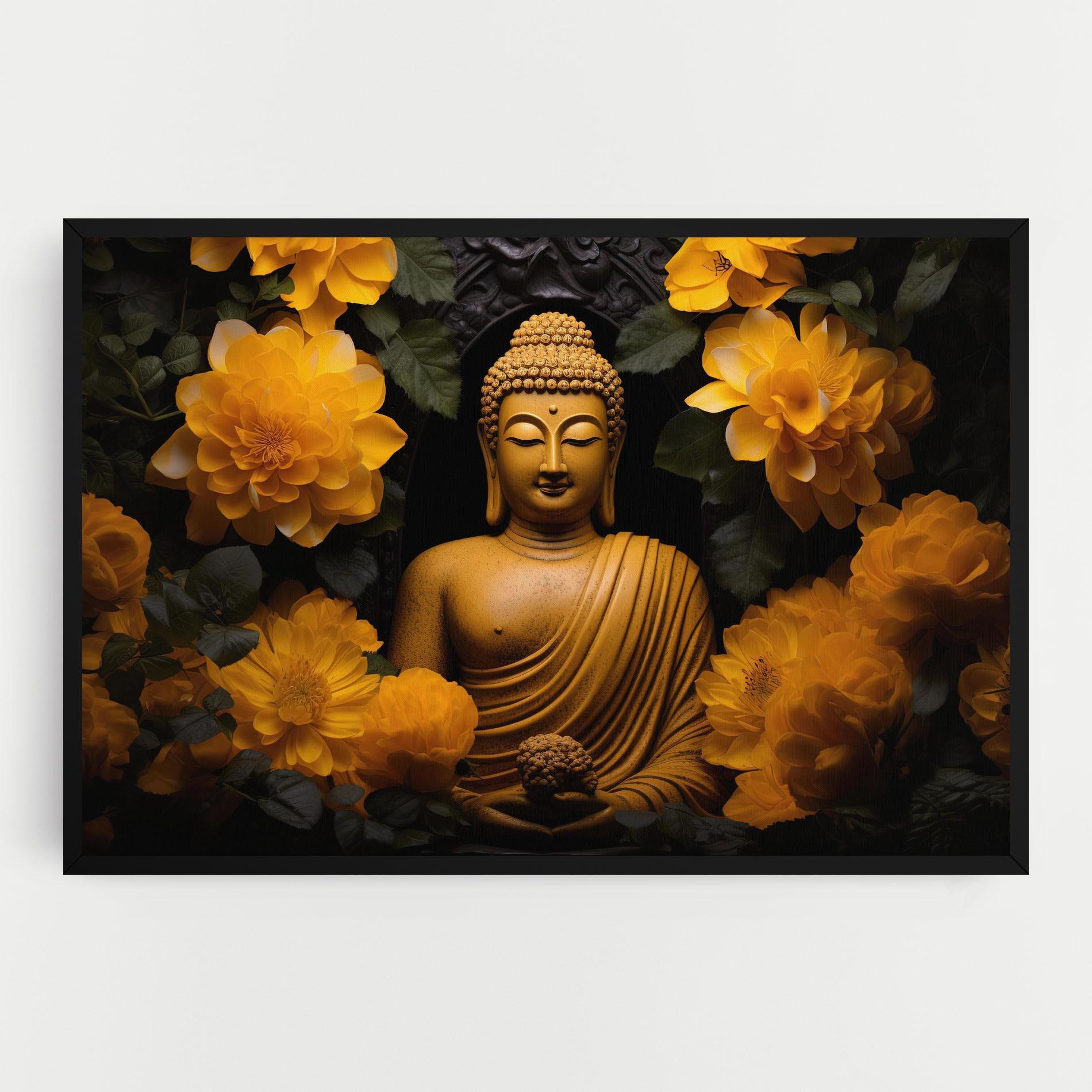 Tablou Canvas Vecteezy_buddha Statue Surrounded By Yellow Flowers Ai Generated_27745002_860 mockup 0